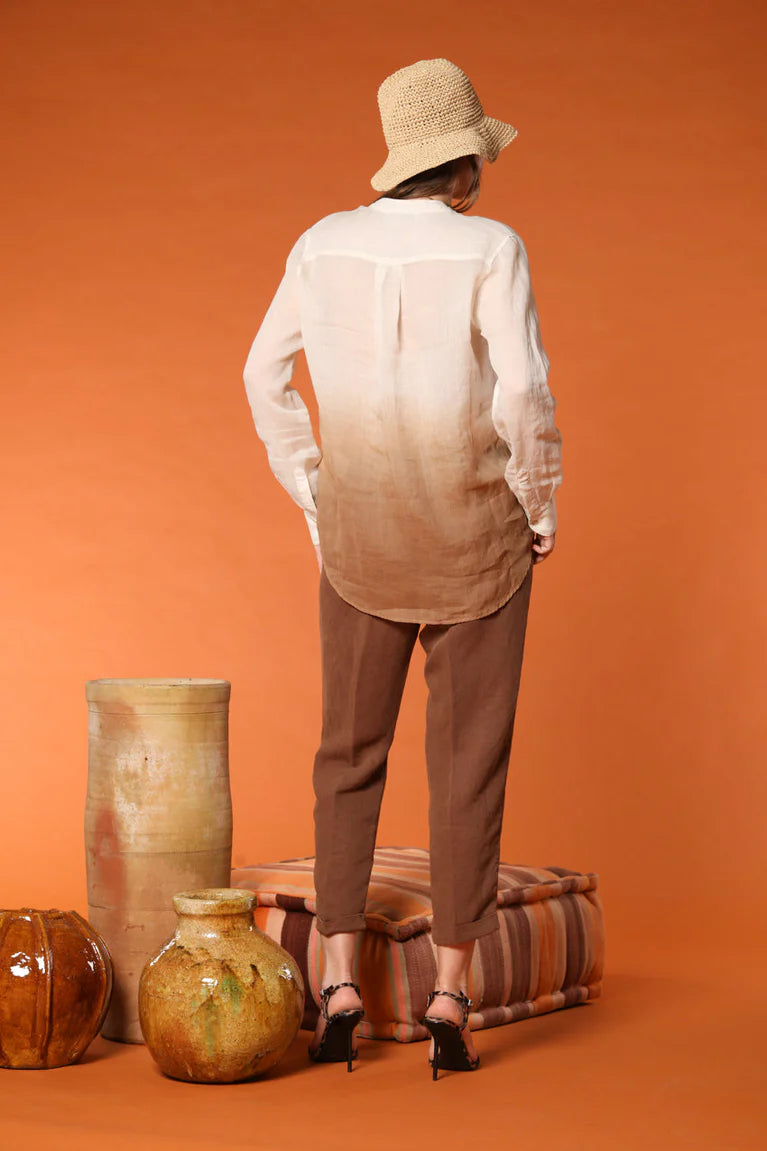 Delhi Mandarian Collar Blouse - Stucco Cacao by Masons — view 3
