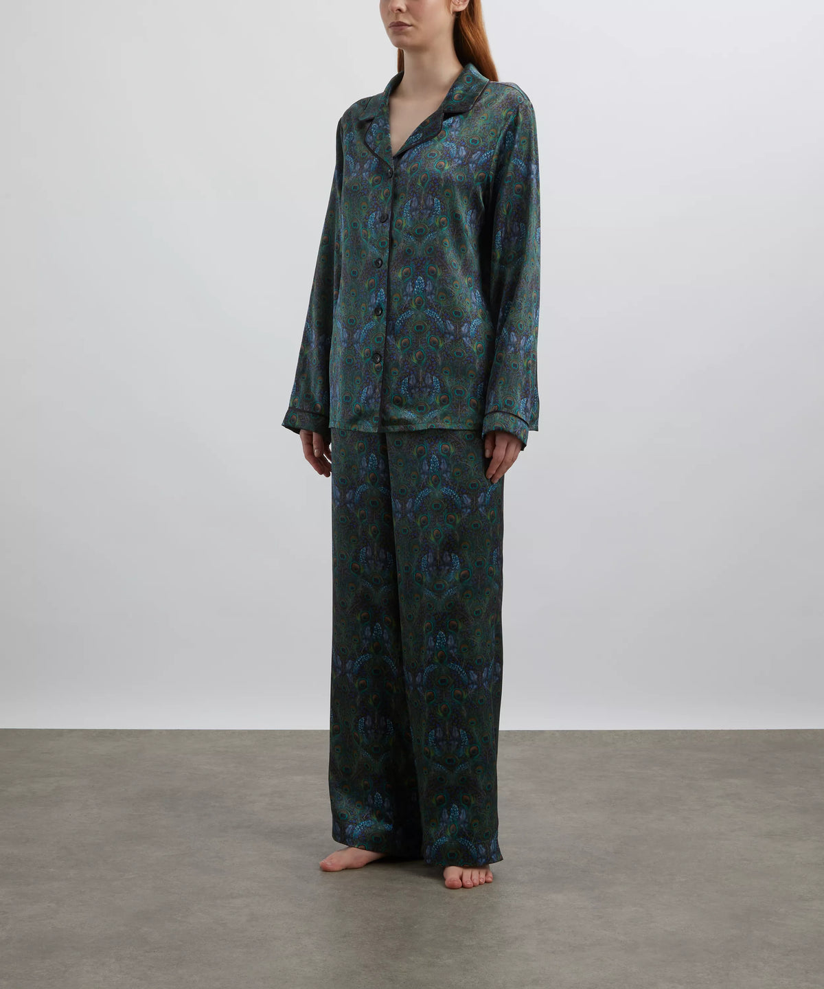 Liberty London Relaxed Silk-Satin Pyjama Set - Peacock Manor, view 2