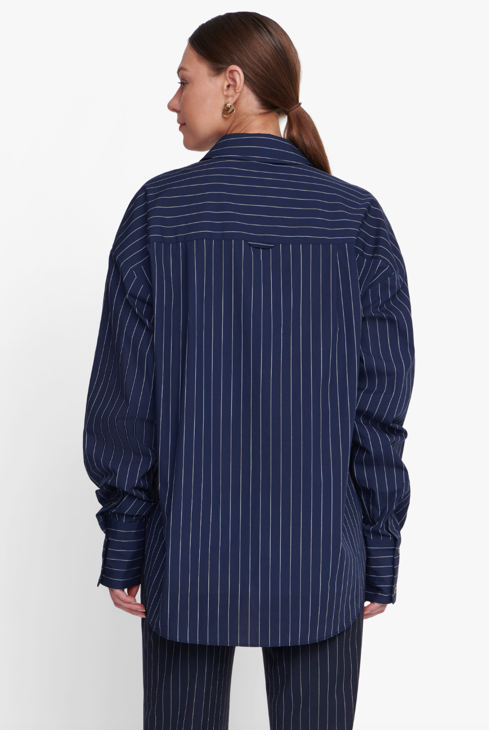 Colton Shirt - Navy Stripe by STAUD — view 3