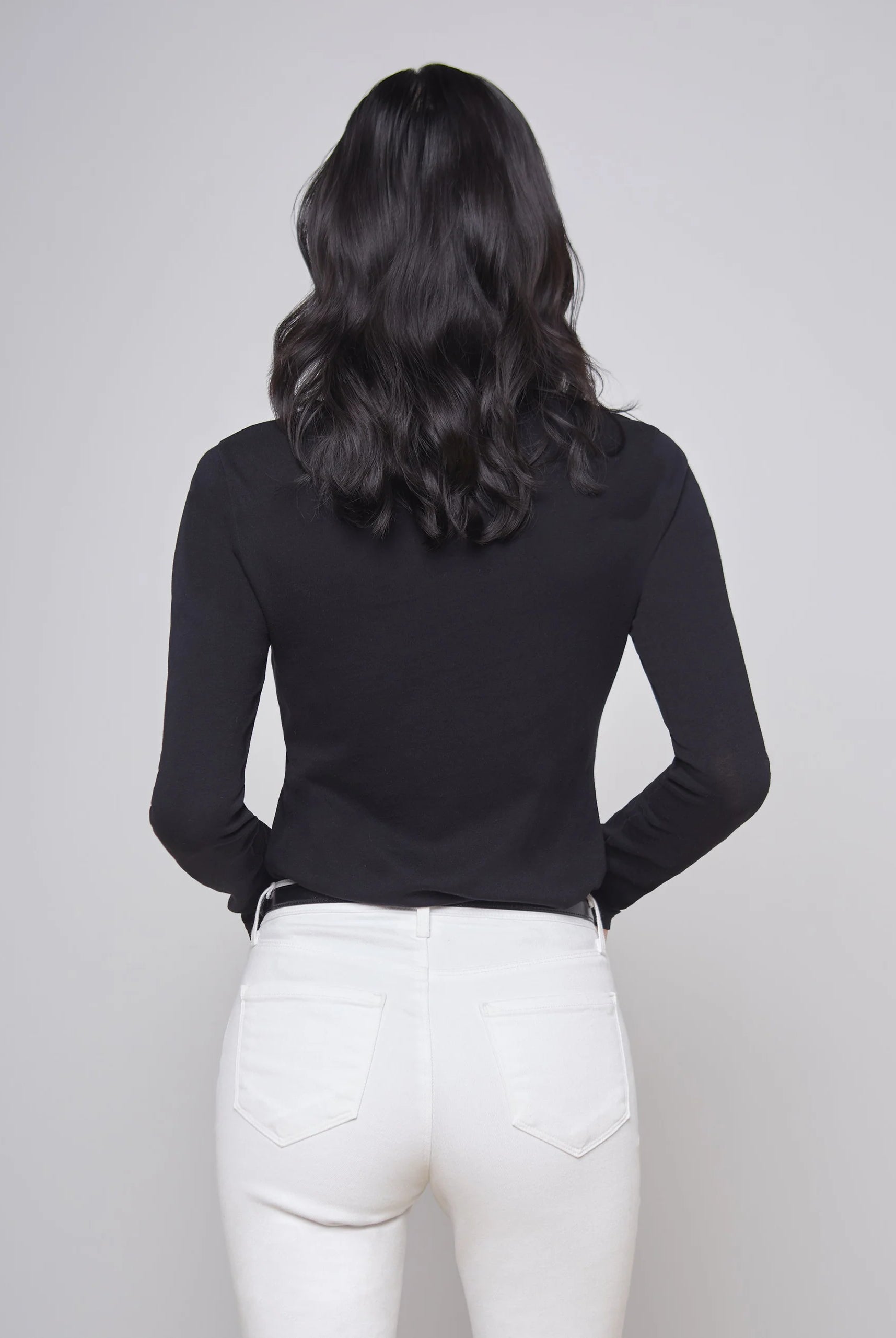 Tess Long Sleeve Tee - Black by L'agence — view 3