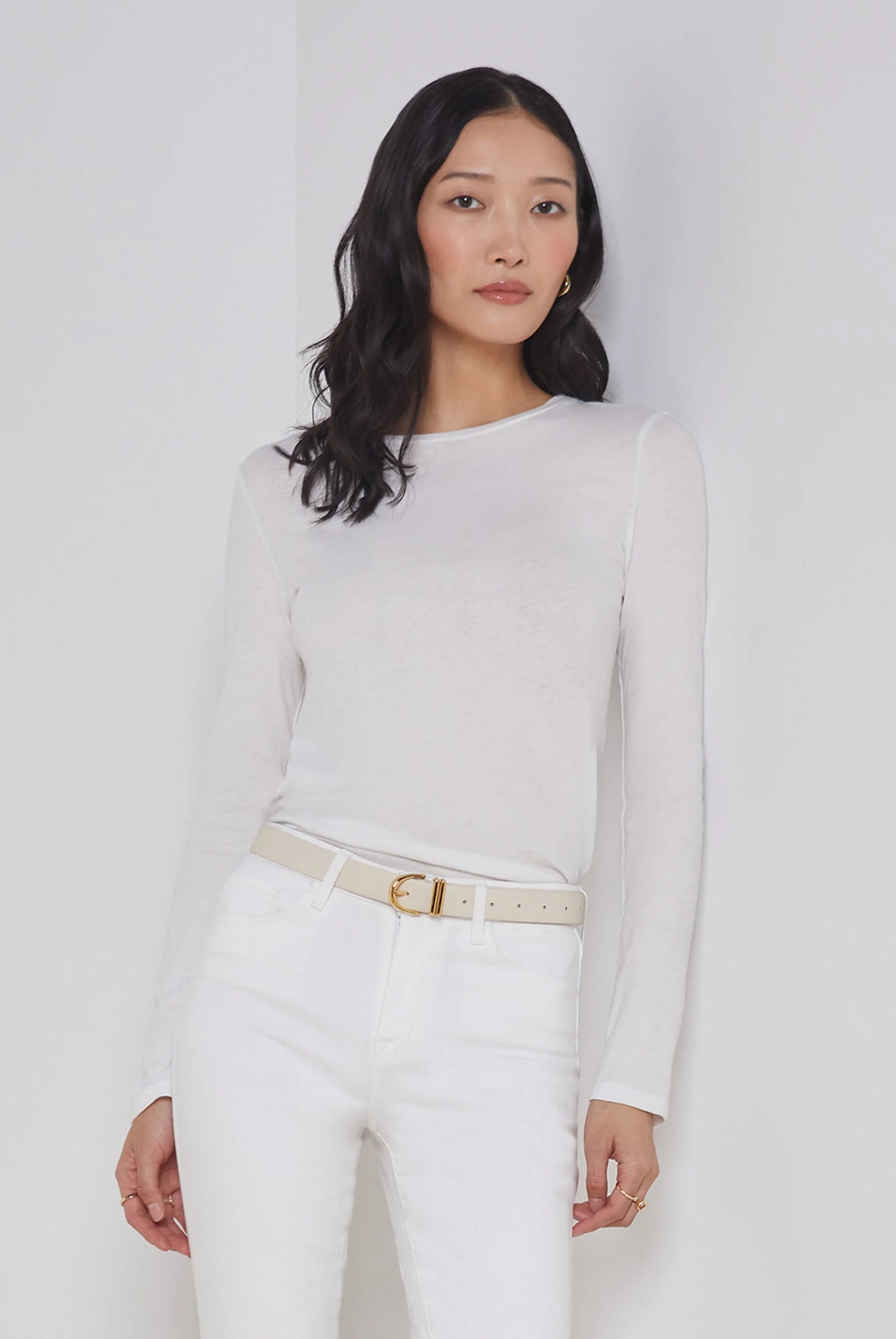 Tess Long Sleeve Tee - White by L'agence | 25 South Boutiques