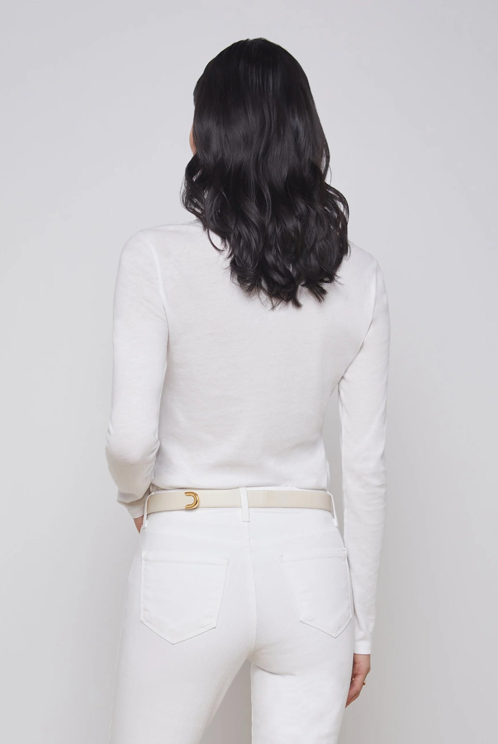 Tess Long Sleeve Tee - White by L'agence — view 3