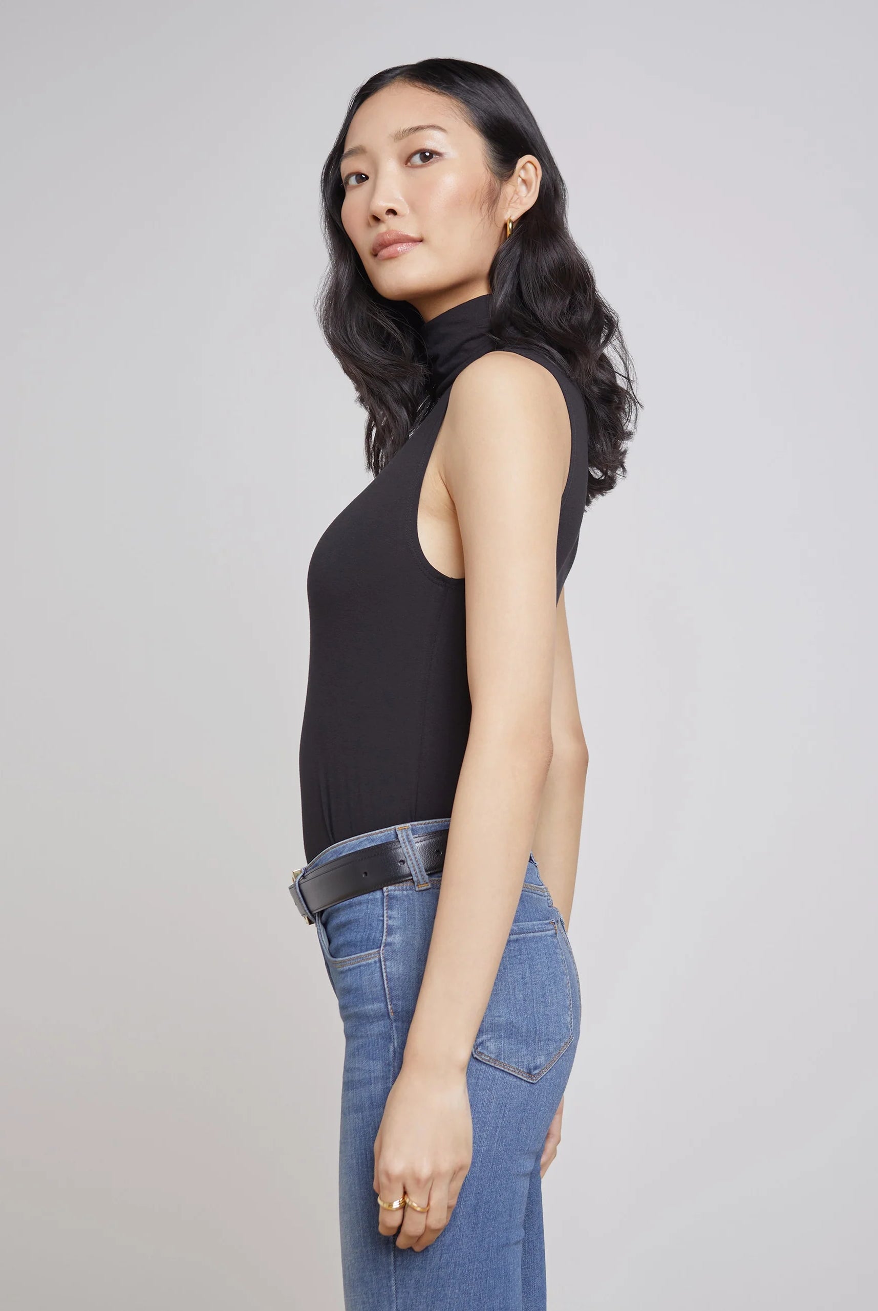 Ceci Sleeveless Turtleneck - Black by L'agence — alternate view
