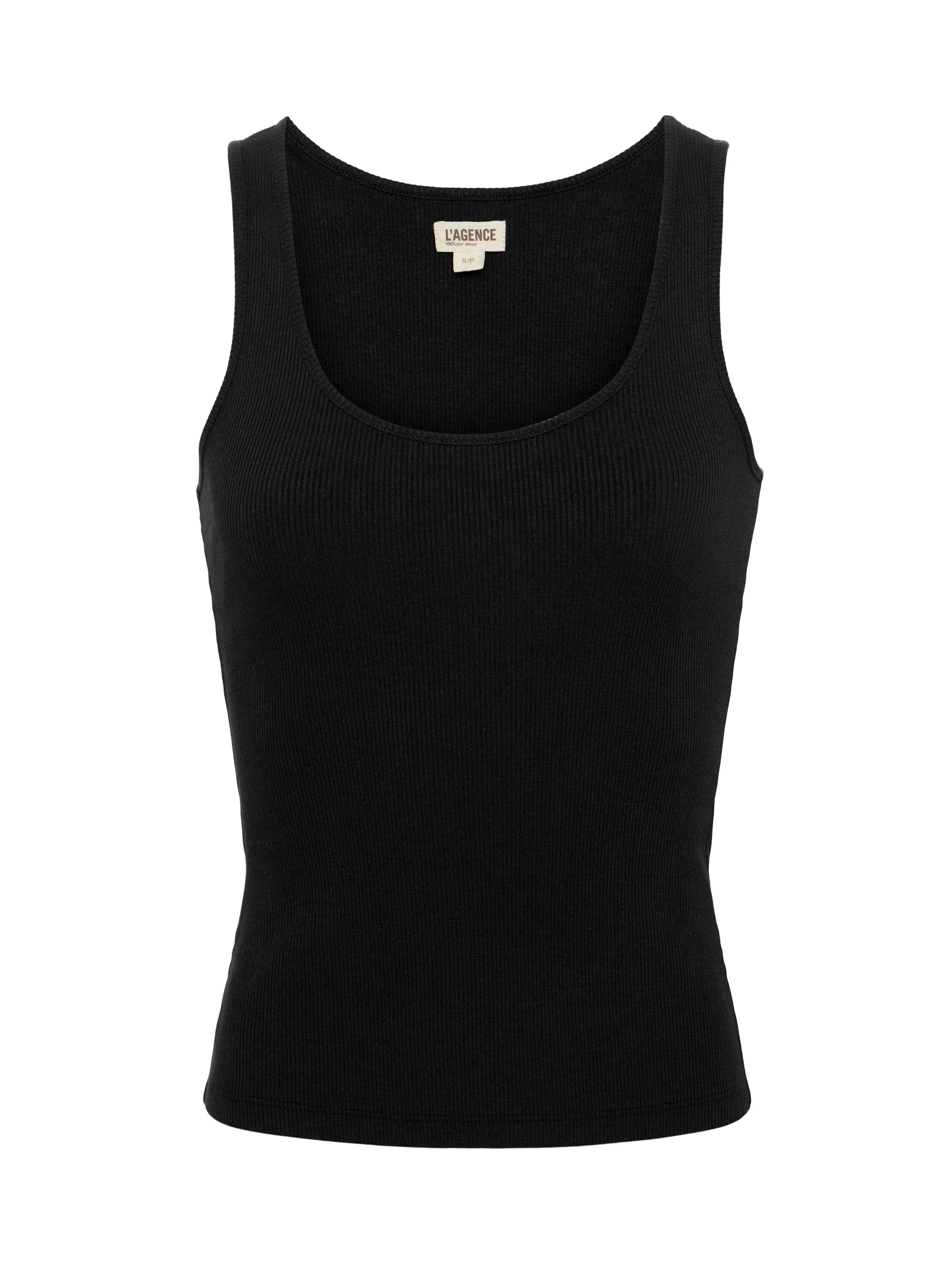 Adira Scoopneck Tank - Black by L'agence — view 4