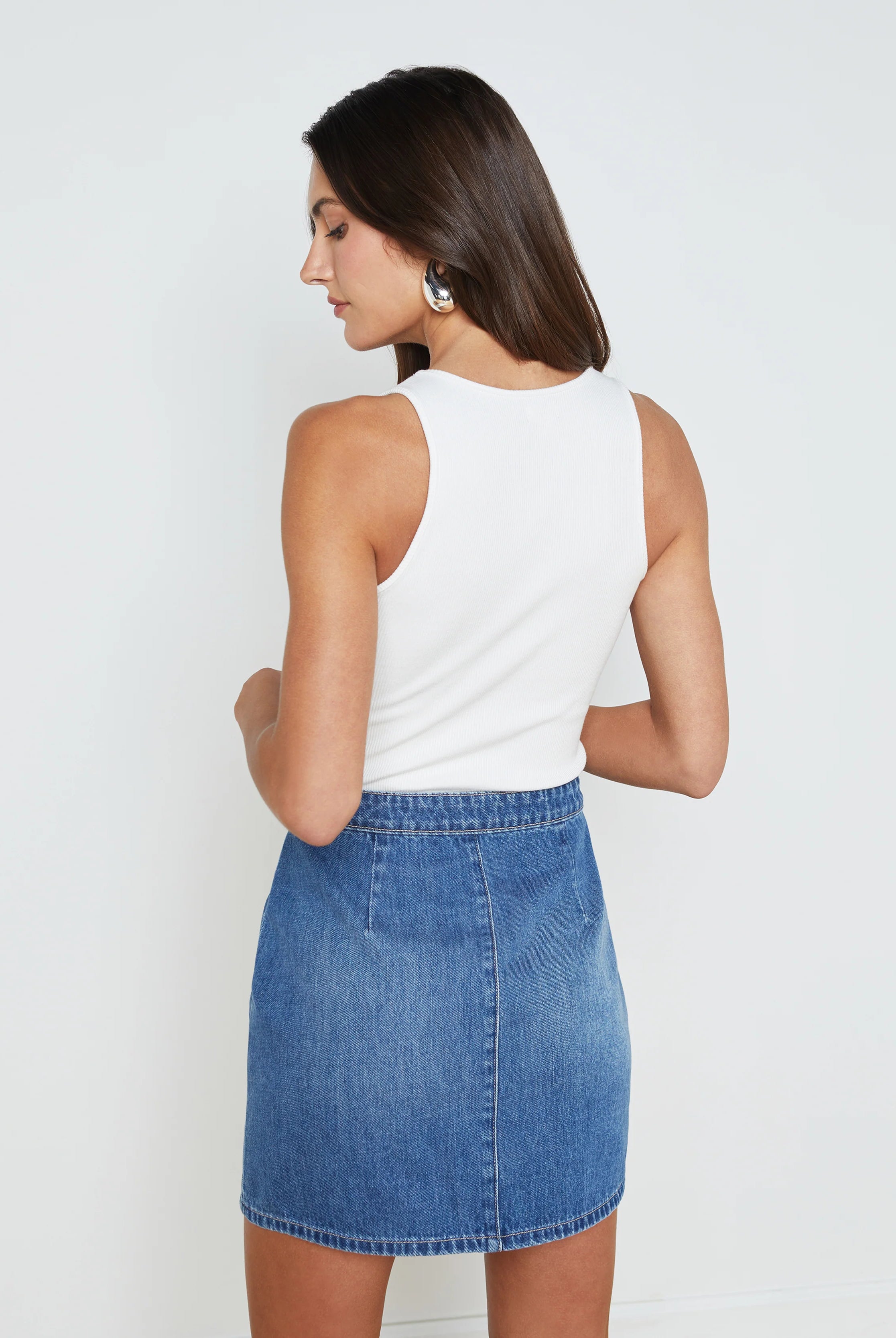 Adira Scoopneck Tank - White by L'agence — view 4