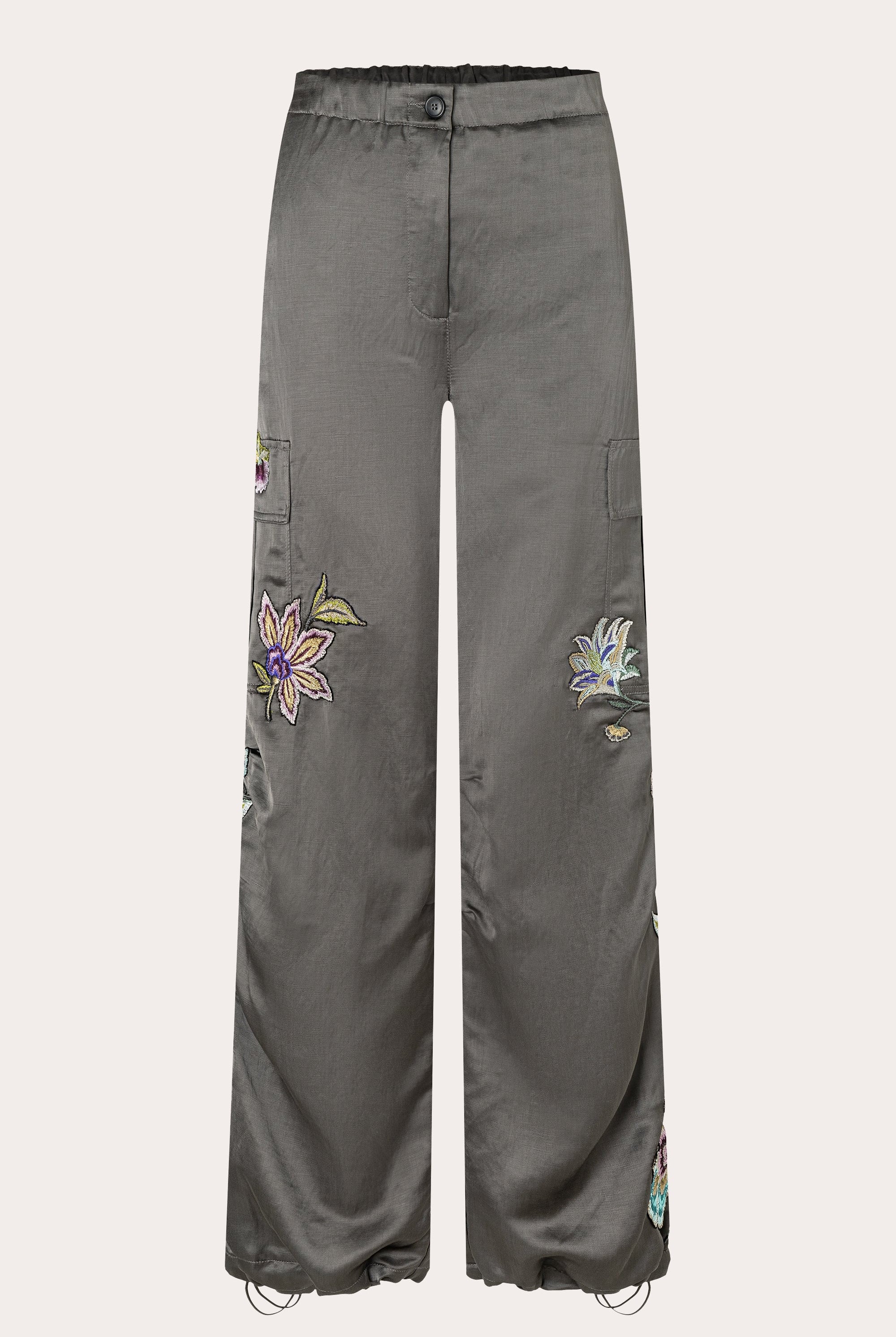 Morgan Satin Trousers Wide Fit Cargo - Volcanic by Cambio — view 6