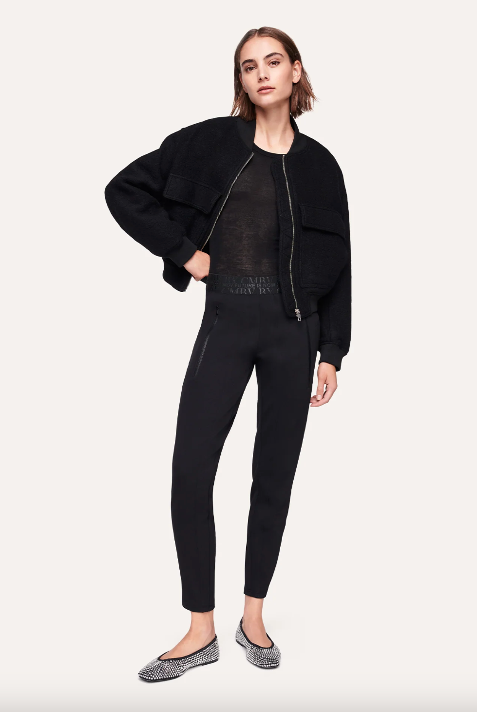 Jordi Seam Cropped Joggpants - Black by Cambio — alternate view