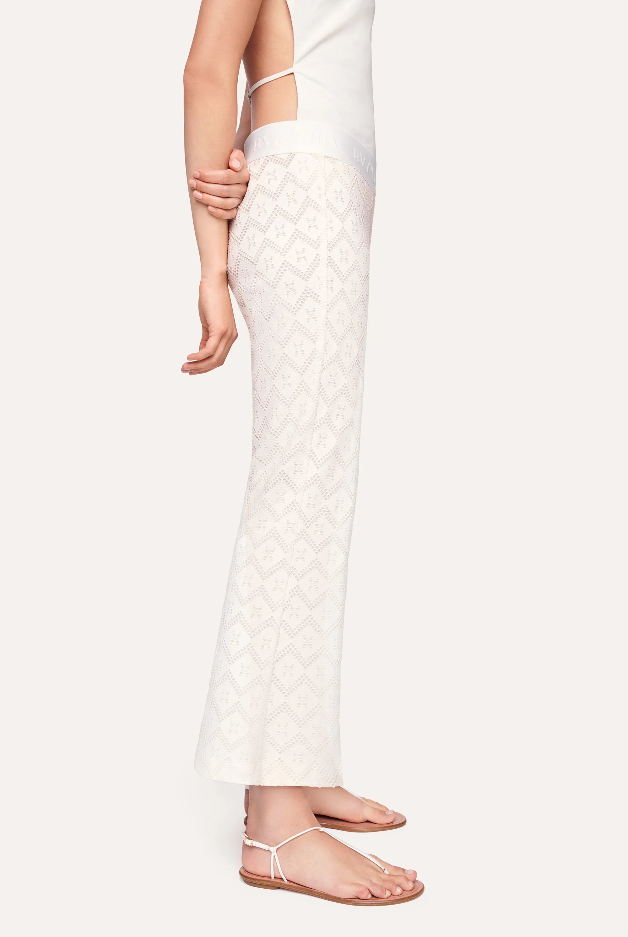 Faith Hose Flared Crop - Raw White by Cambio — view 3