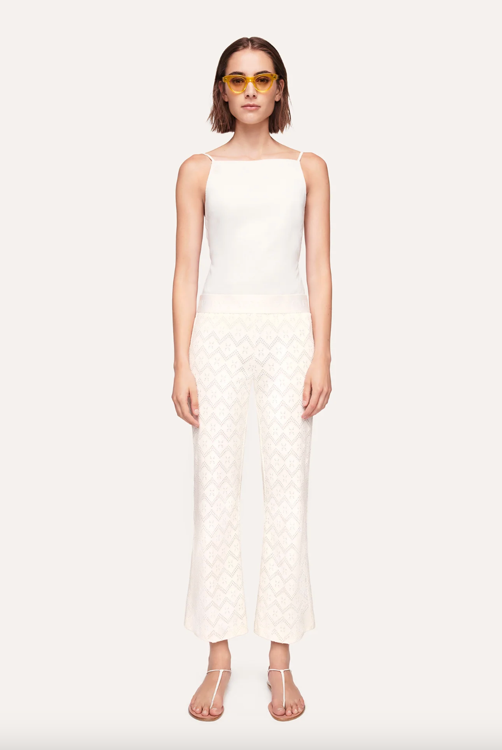 Faith Hose Flared Crop - Raw White by Cambio — view 5