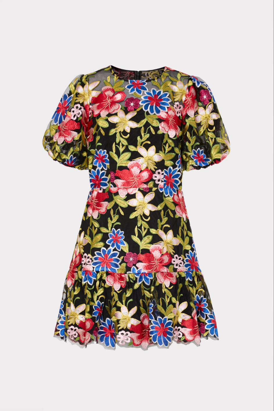 Yasmin Floral Embroidery Dress - Red Multi by Milly — view 3