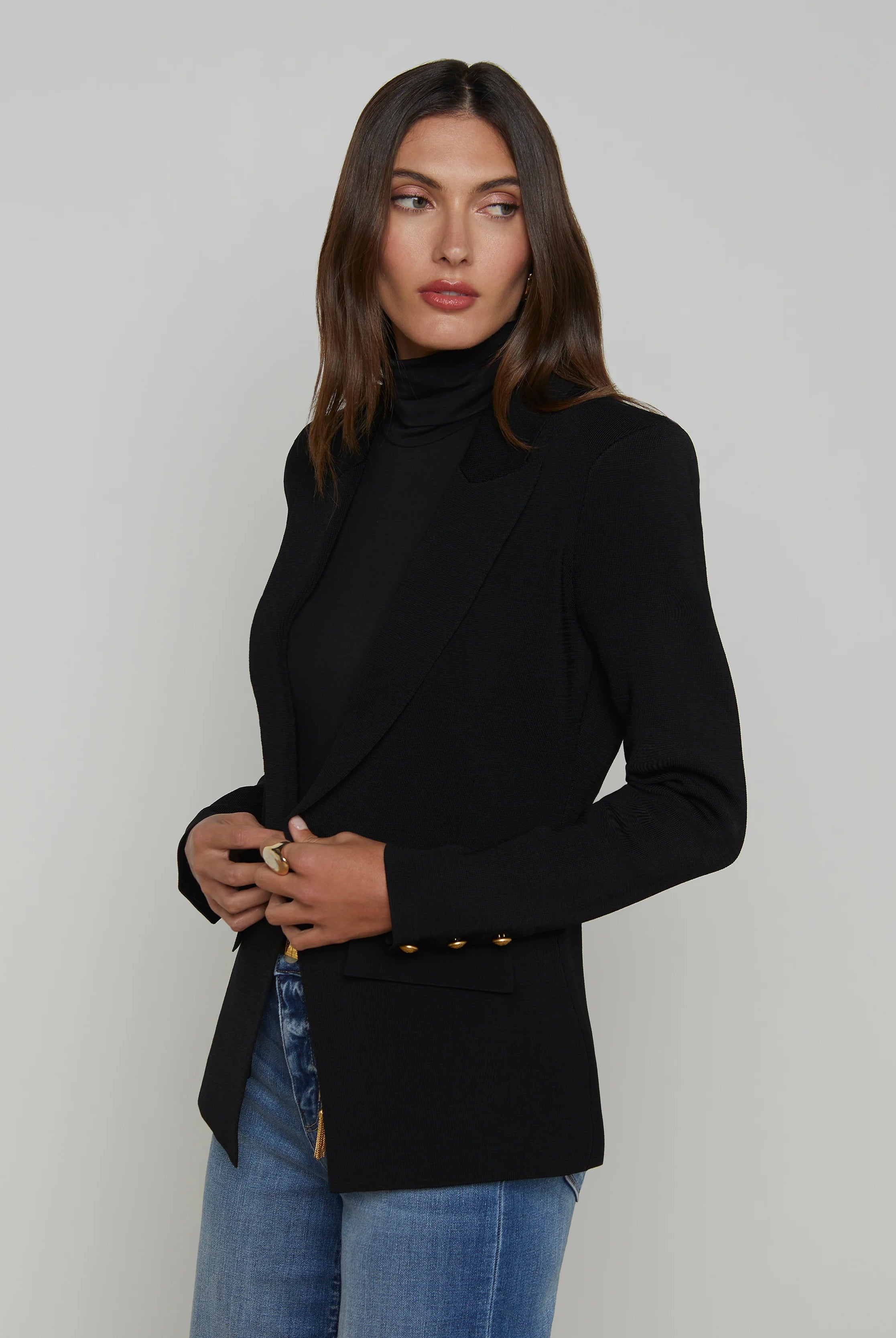 Chamberlain Knit Blazer - Black Gold by L'agence — alternate view