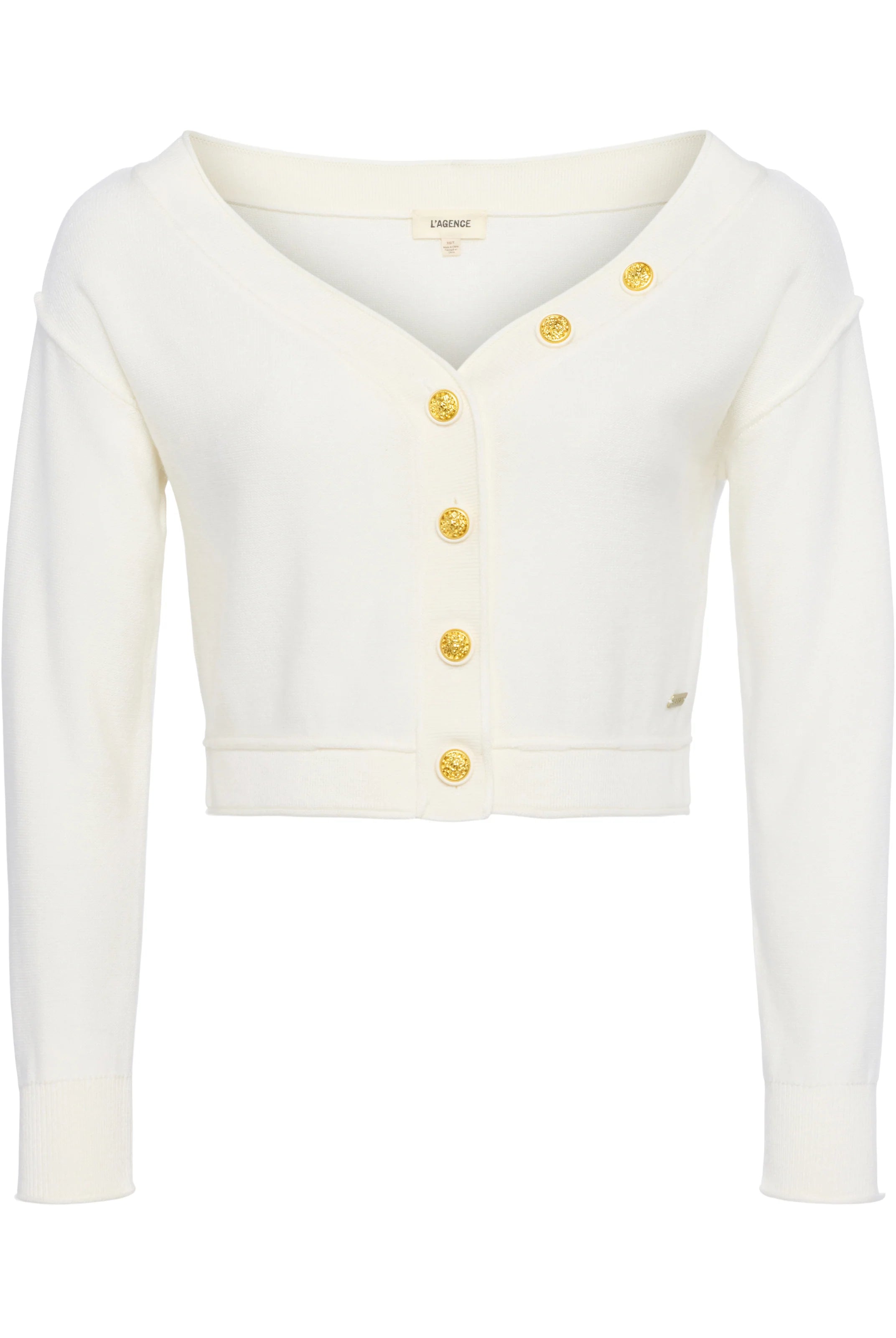 Nopal Cropped Cardigan - Ivory Gold by L'agence — view 6
