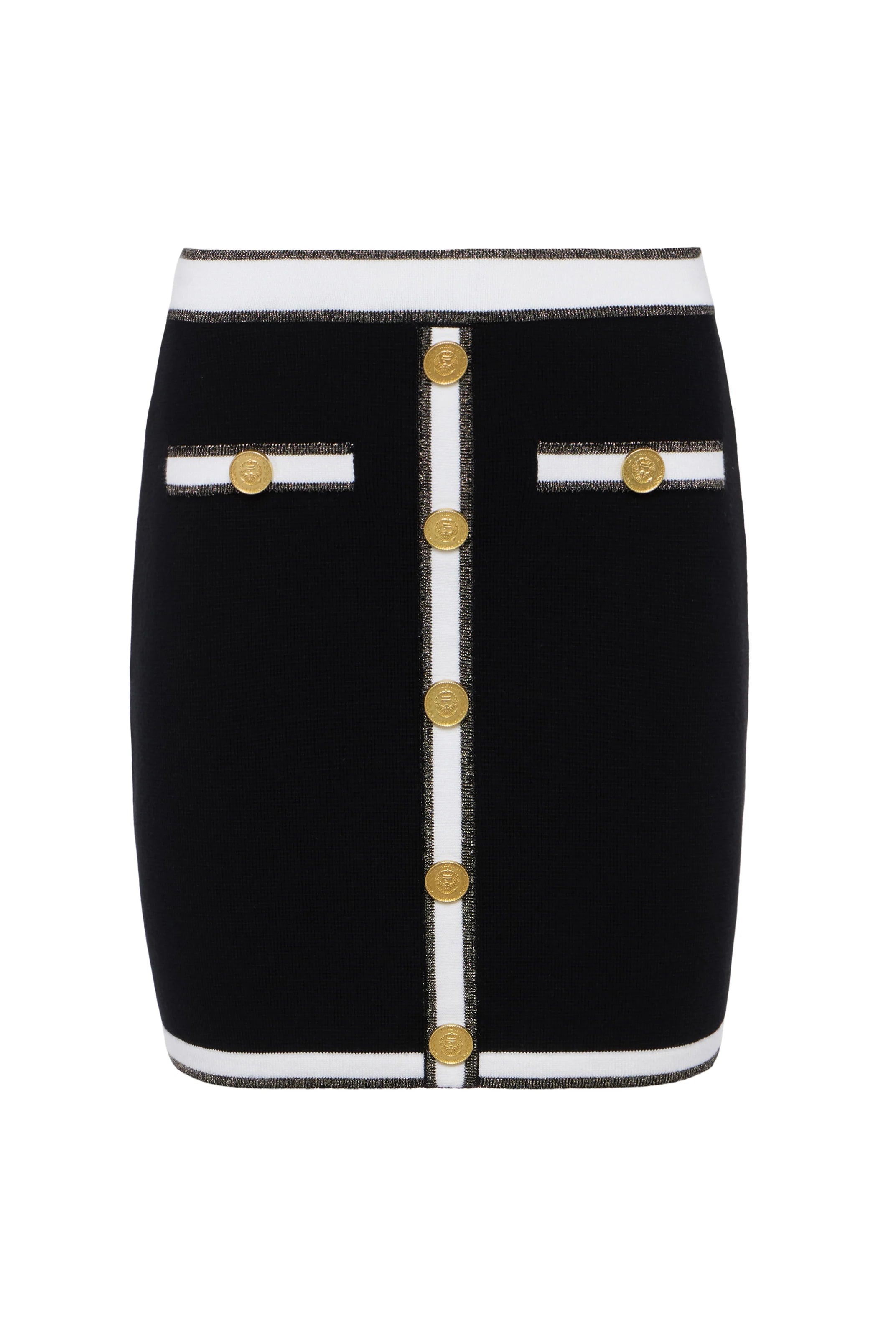 Emi Knit Mini Skirt - Black White Gold Lurex by L'agence — view 6