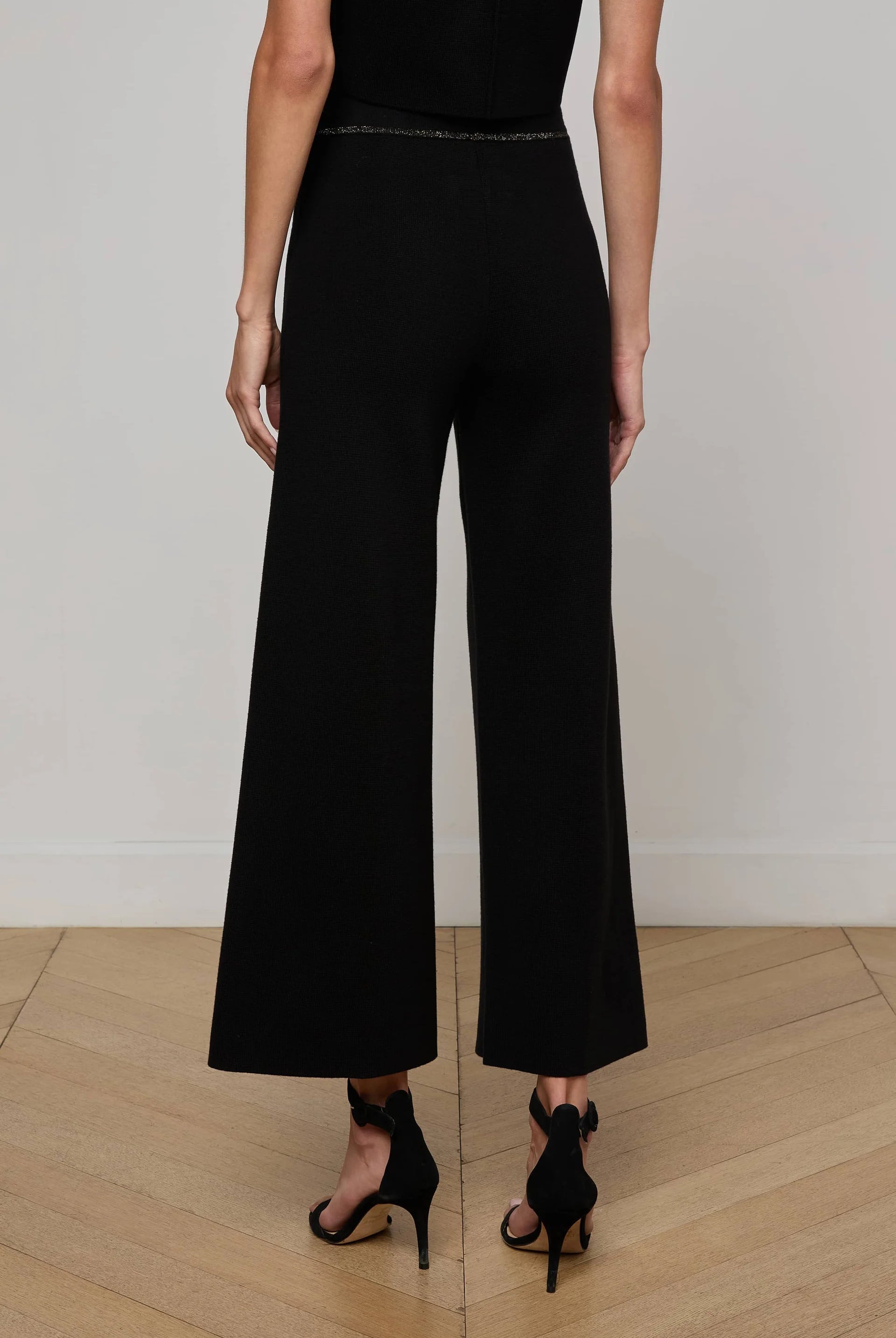 Madrid Wide Leg Knit Pant - Black Gold by L'agence — view 4