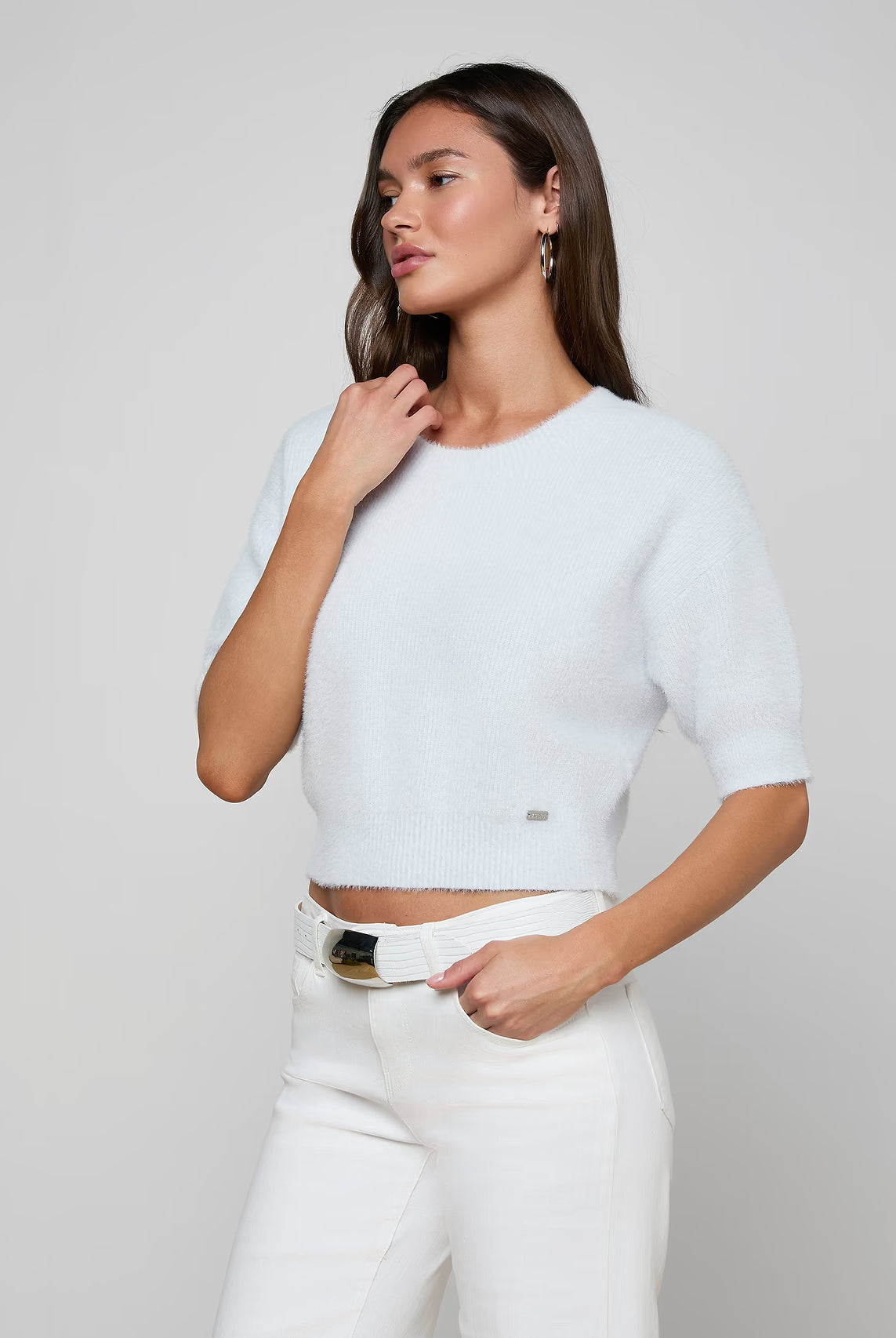 Guinevere Cropped Pullover - Pale Mist Blue by L'agence — alternate view