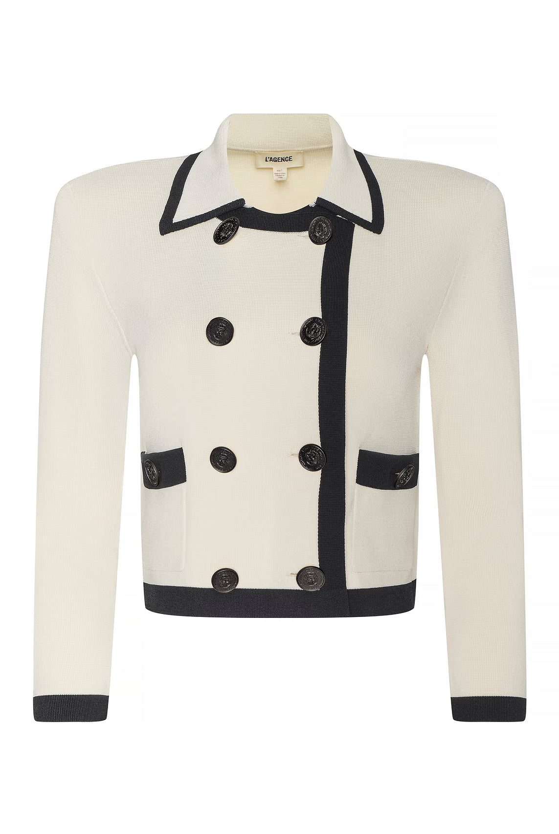 Janu Cropped Knit Jacket - Vintage White Black by L'agence — view 6