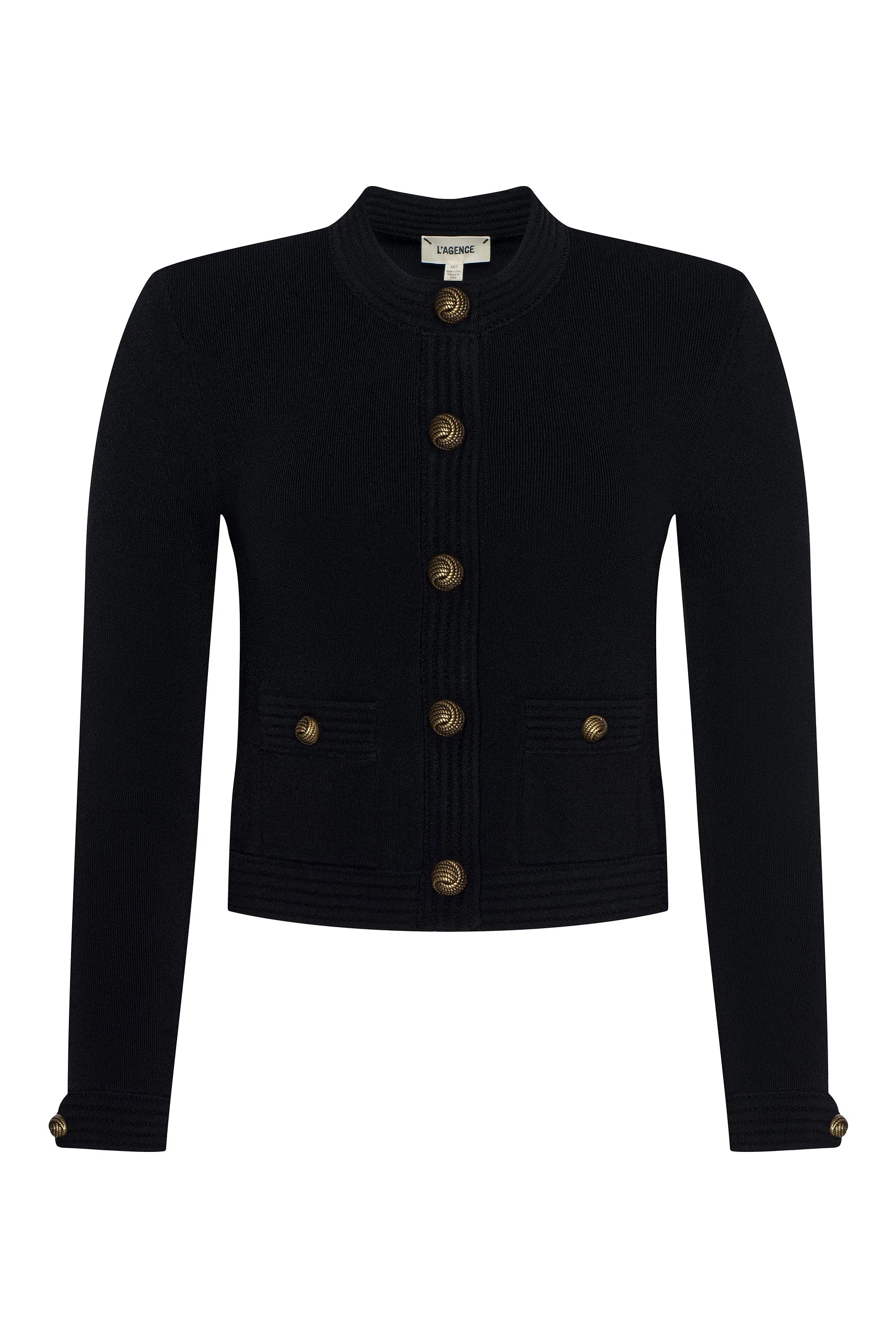 Patsy Cropped Cardigan - Black Gold by L'agence — view 5