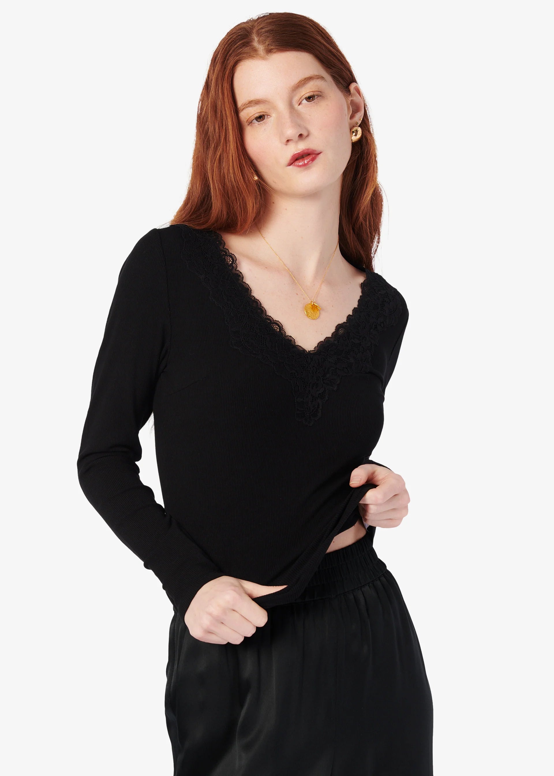 Rooney Rib Knit Top - Black by Cami NYC — alternate view