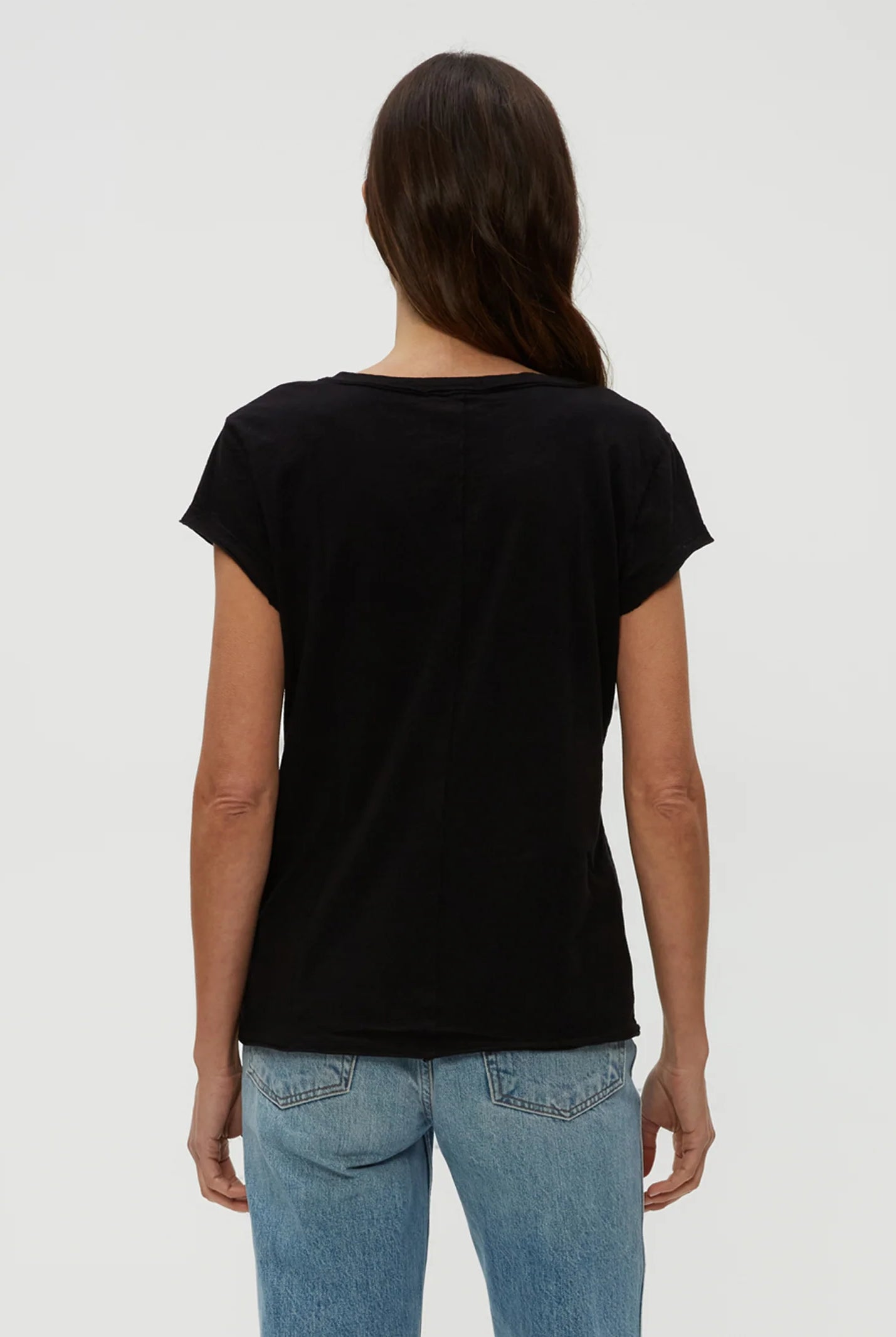 Baxter V Neck Tee - Black by Michael Stars — view 4