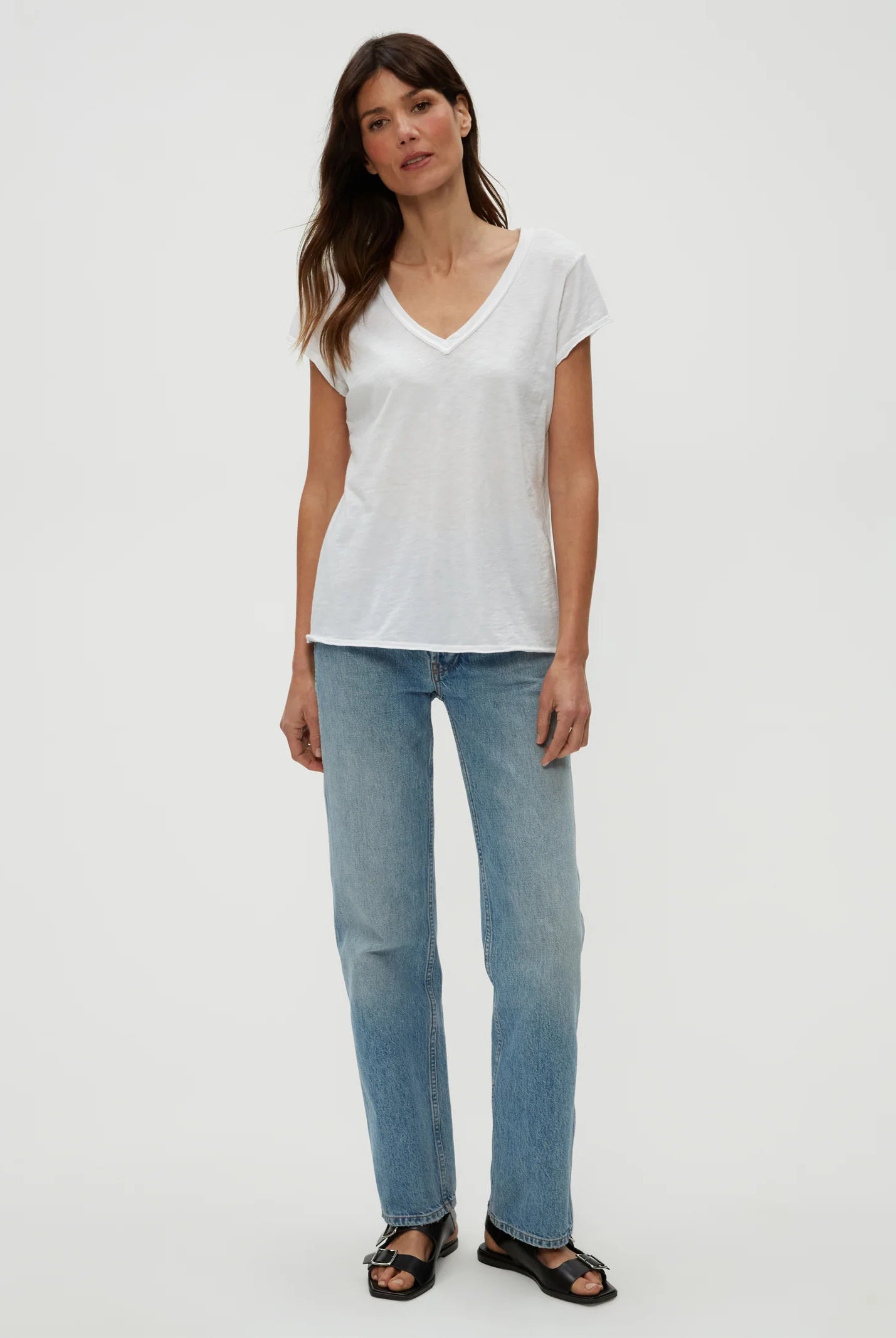 Baxter V Neck Tee - White by Michael Stars — alternate view
