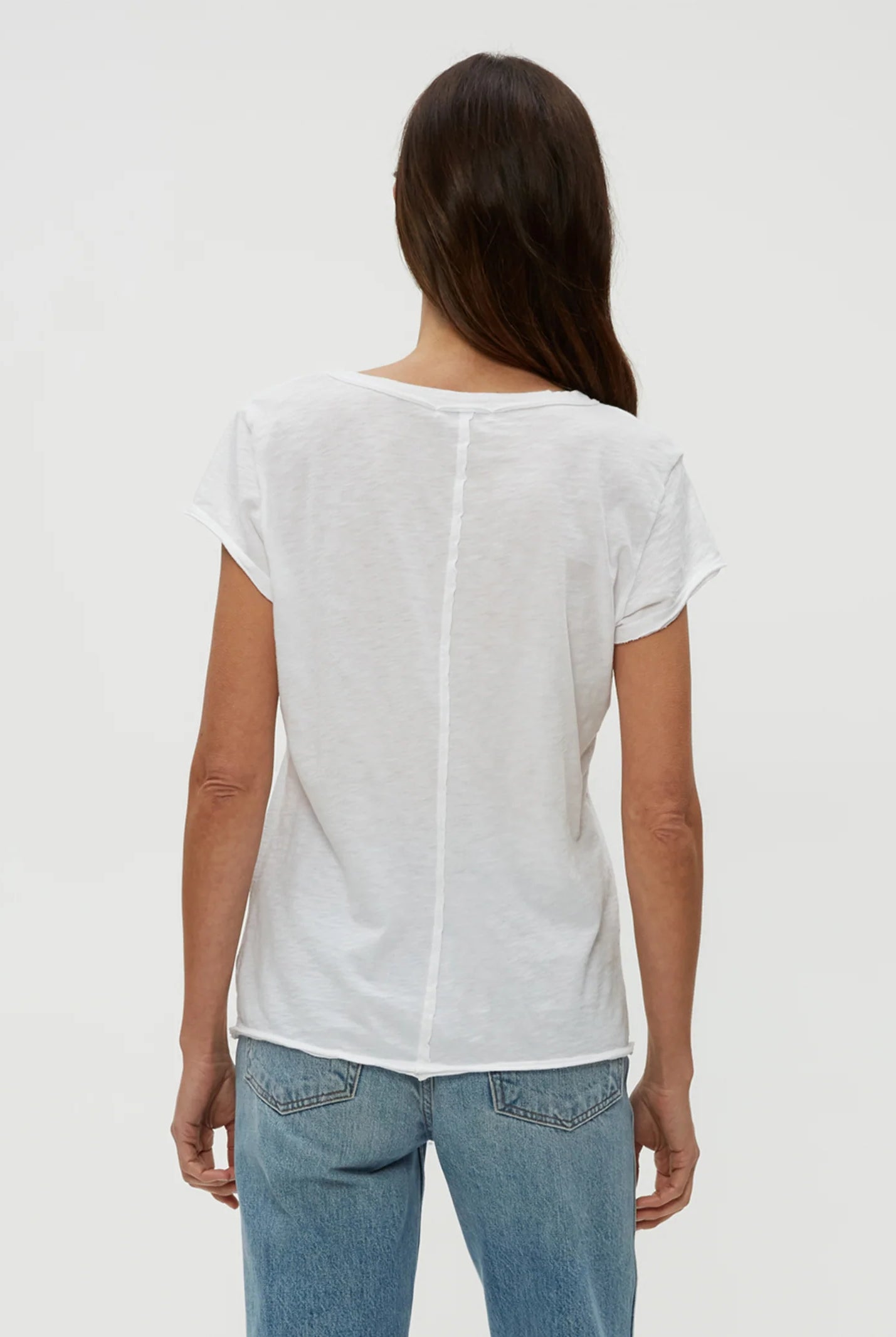 Baxter V Neck Tee - White by Michael Stars — view 4