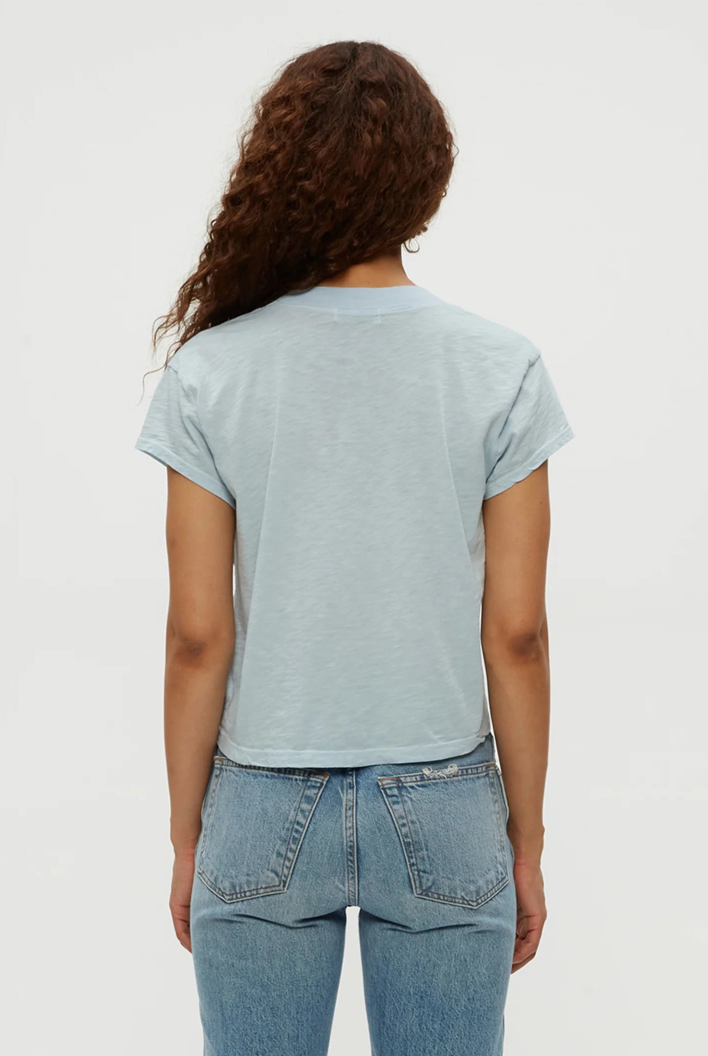 Harlan Cropped V Neck Tee - Fountain by Michael Stars — view 4