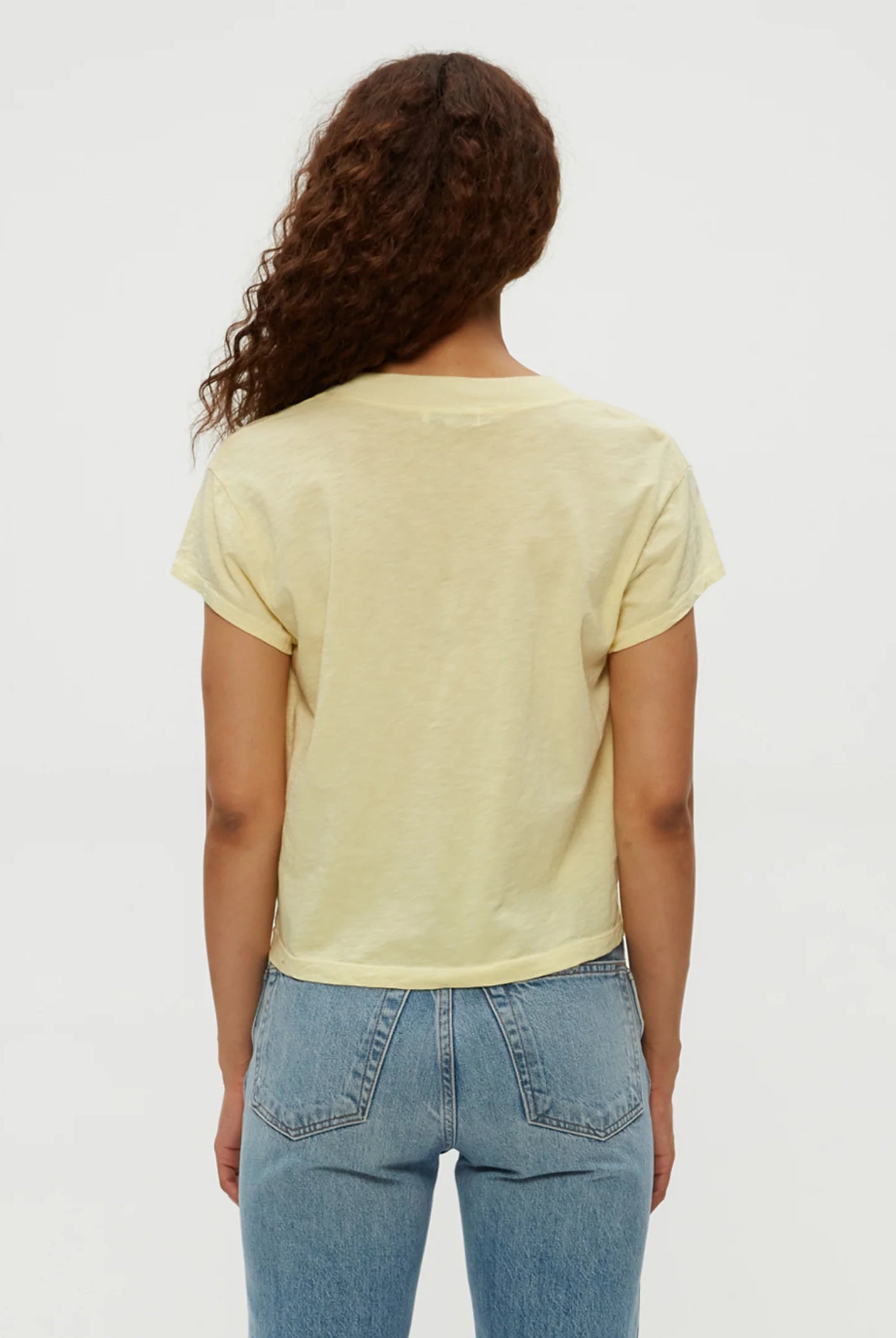 Harlan Cropped V Neck Tee - Lemonade by Michael Stars — view 4