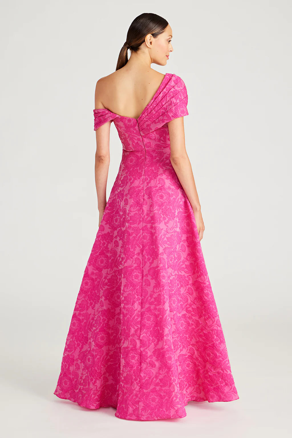 Marlene Cloud Jacquard Gown - Passionfruit by Theia — view 3