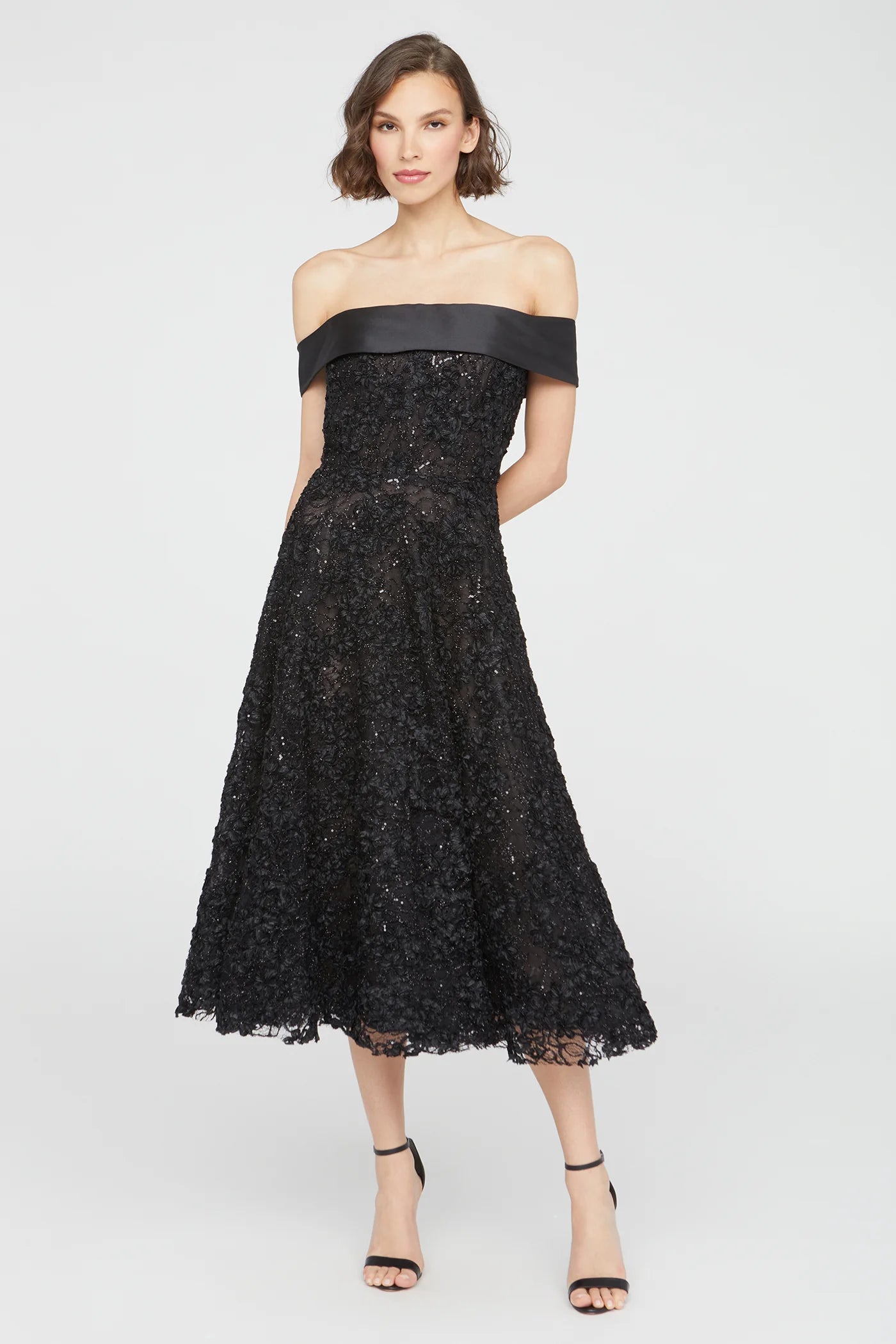 Roxy Off Shoulder A Line Dress - Black by Theia | 25 South Boutiques
