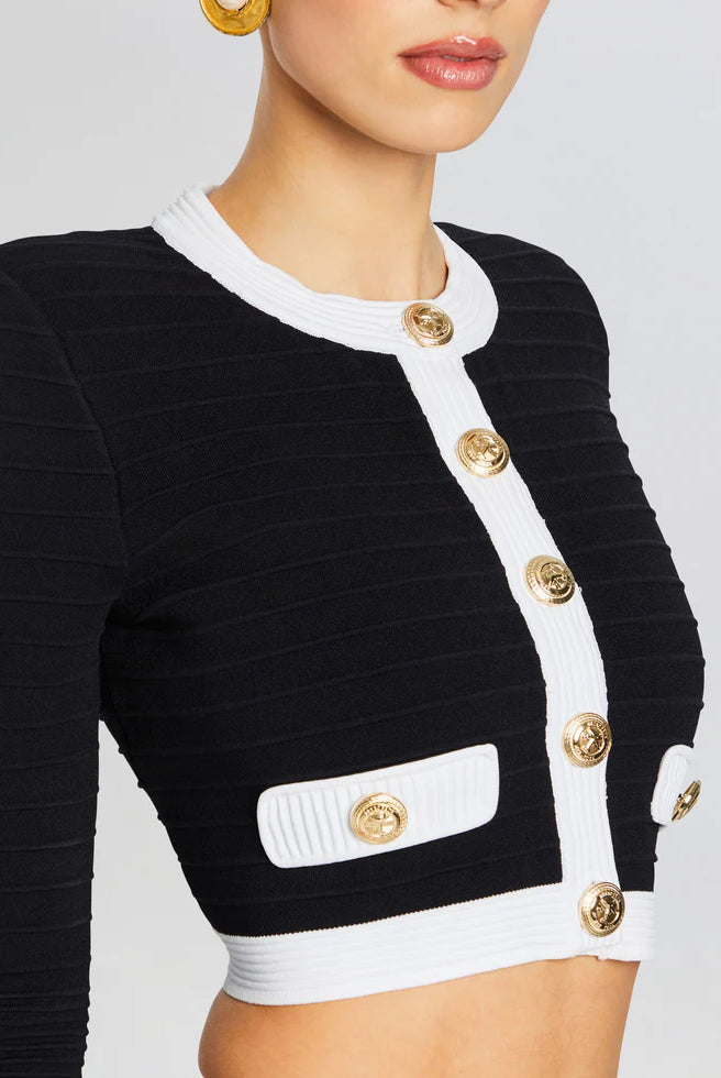 Moore Bandage Knit Jacket - Black White by Retrofête — alternate view