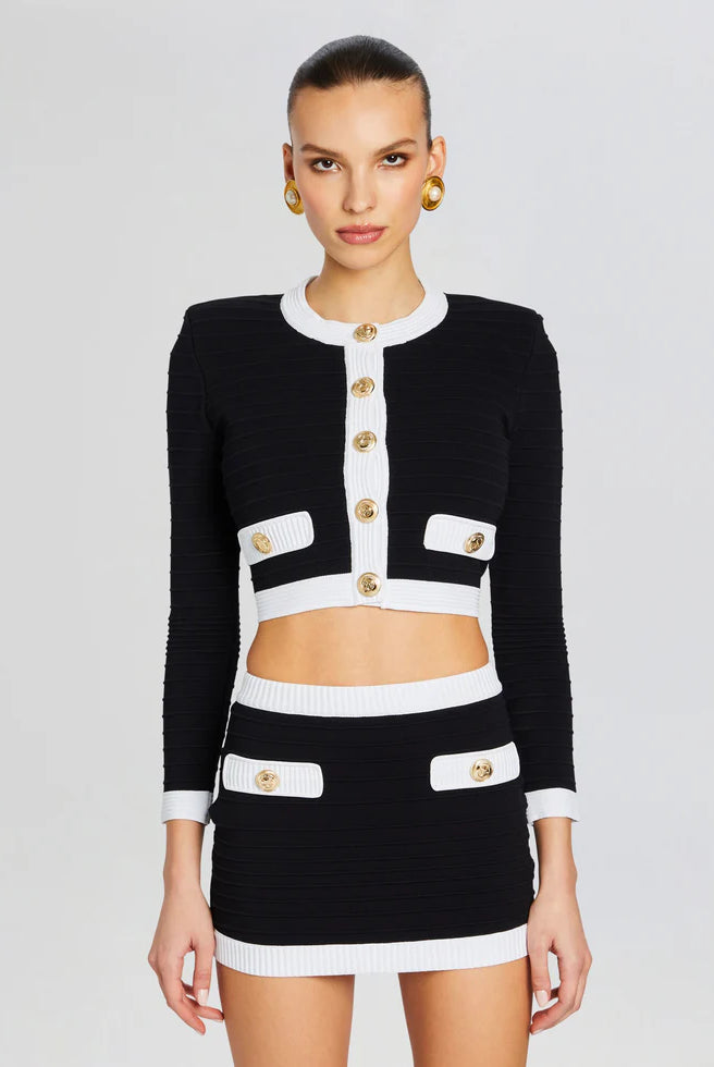 Moore Bandage Knit Jacket - Black White by Retrofête | 25 South Boutiques