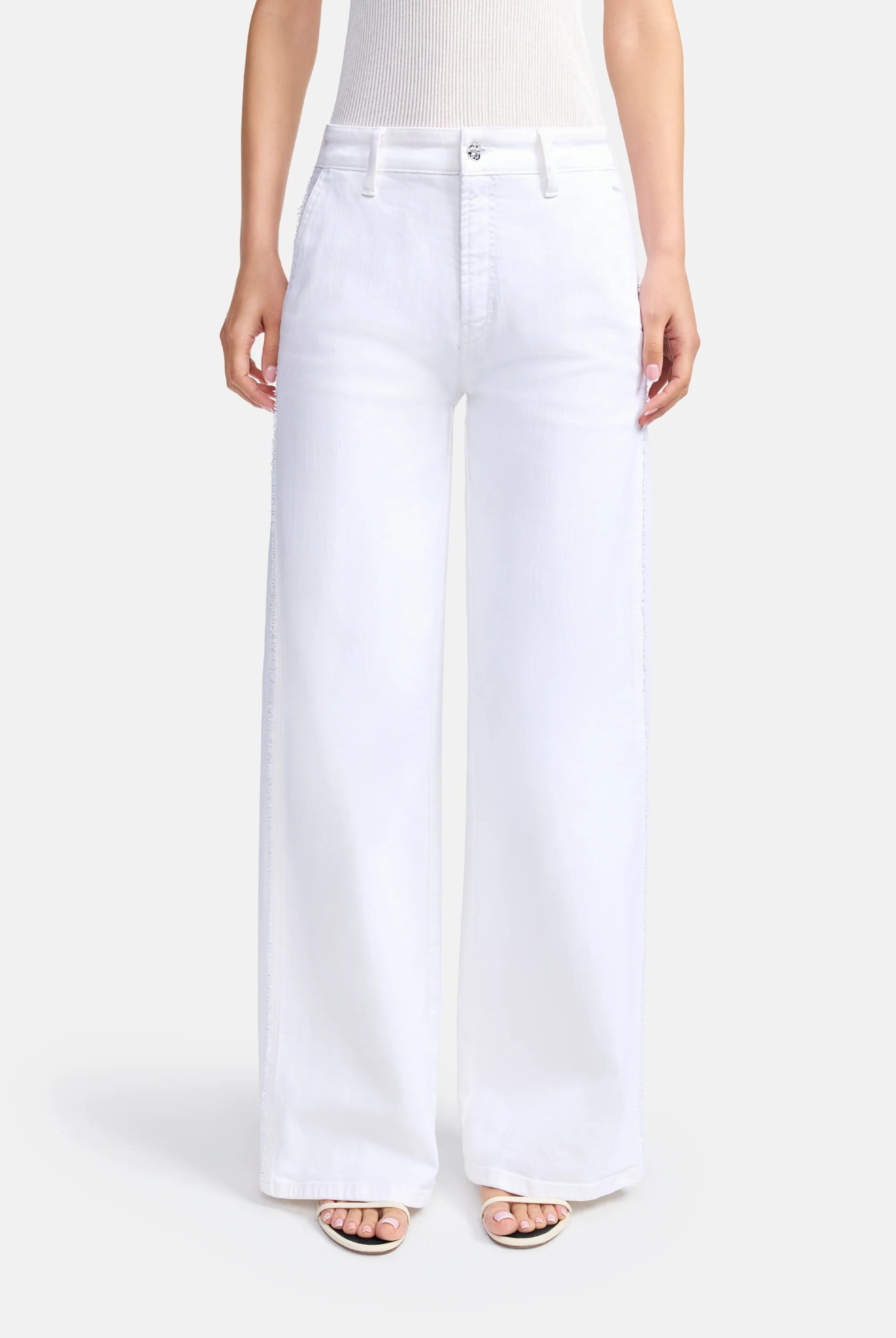 Alek Long Wide Fit Jean - Pure White Stone by Cambio — alternate view