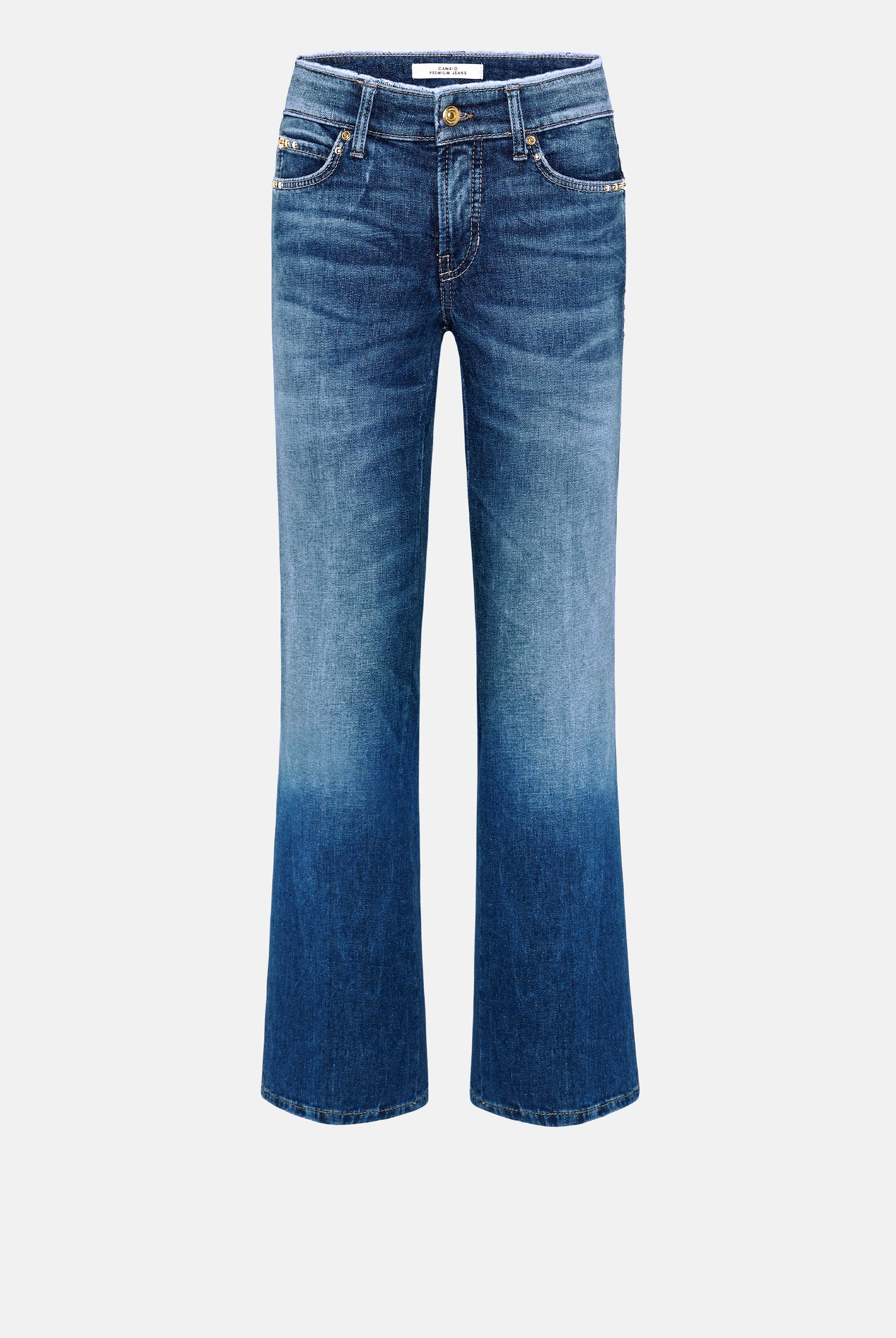 Francesca Flared Fit Cropped Jeans - Hemp Authentic Fringe by Cambio — view 5