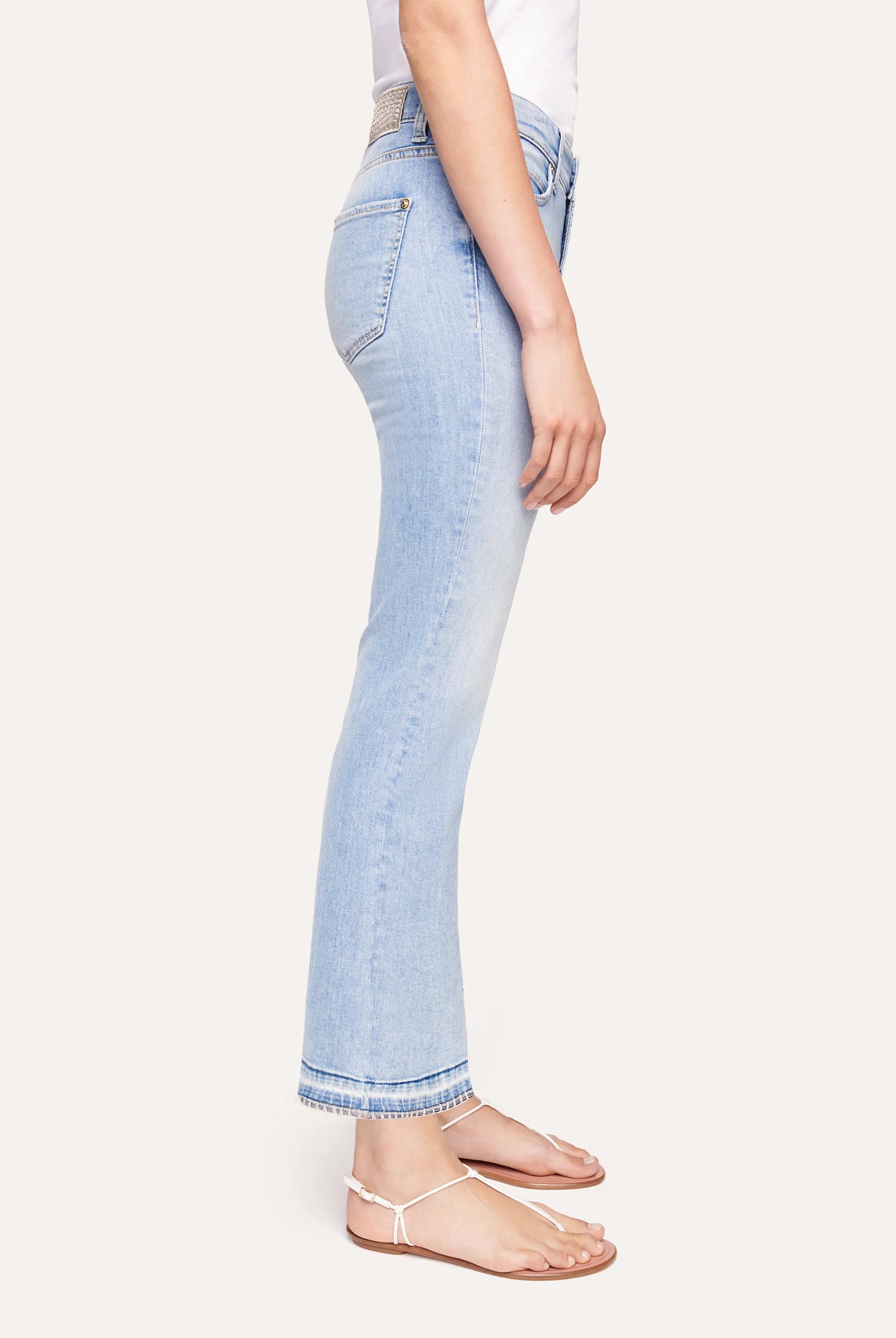 Paris Easy Kick Flared Crop Denim - Super Bleach by Cambio — view 3