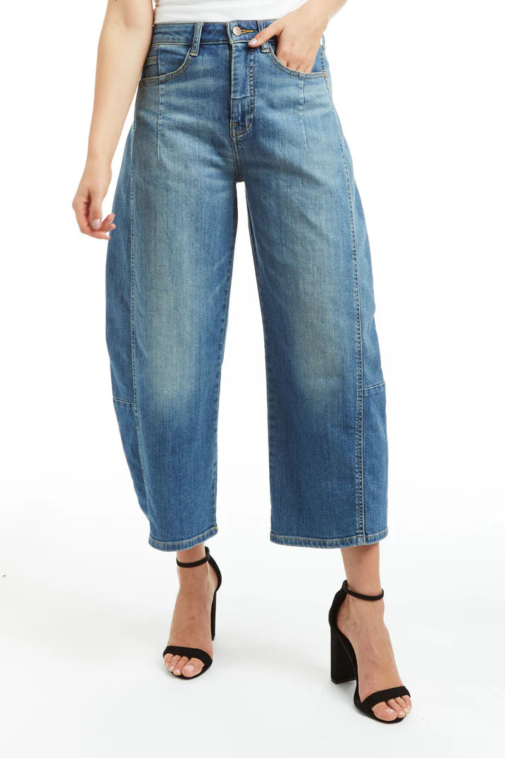 High Rise Barrel Crop - Medium Indigo by Tractr | 25 South Boutiques