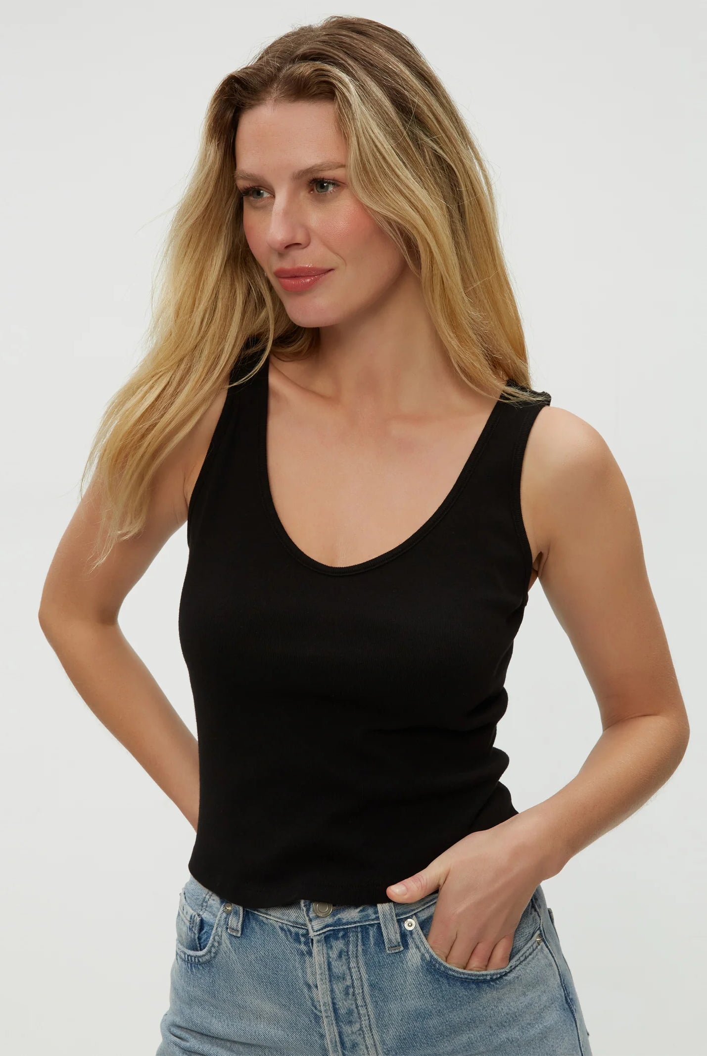 Sloan V Neck Tank - Black by Michael Stars | 25 South Boutiques