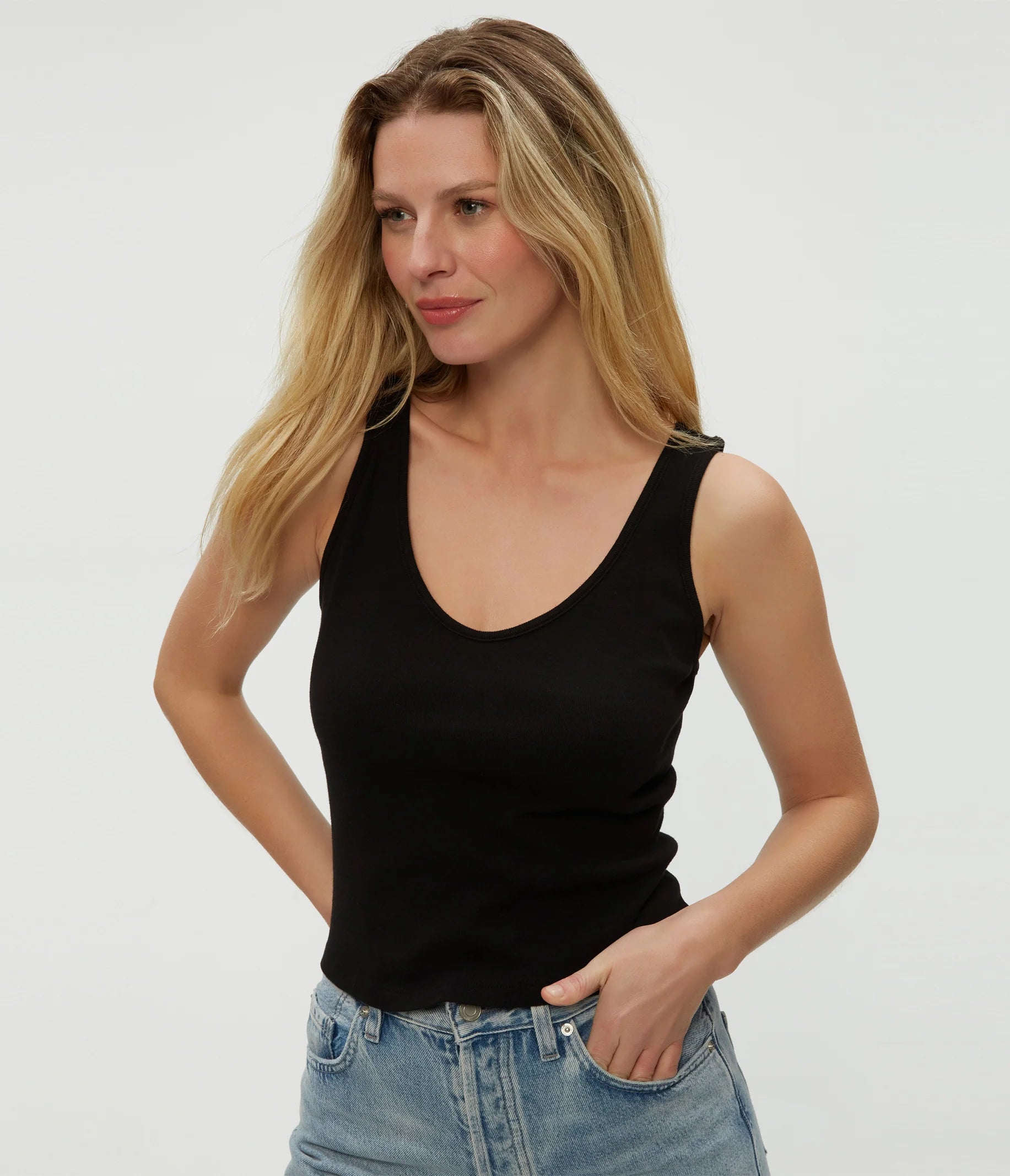 Sloan V Neck Tank - Black by Michael Stars | 25 South Boutiques