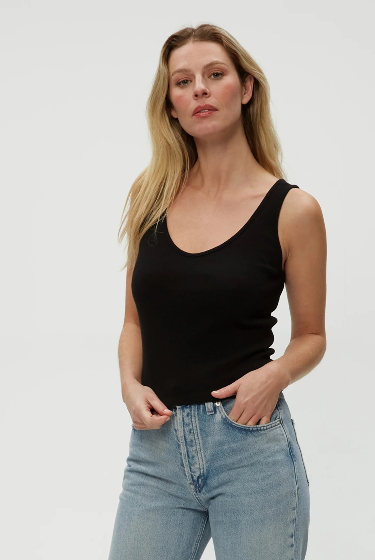 Sloan V Neck Tank - Black by Michael Stars — view 3
