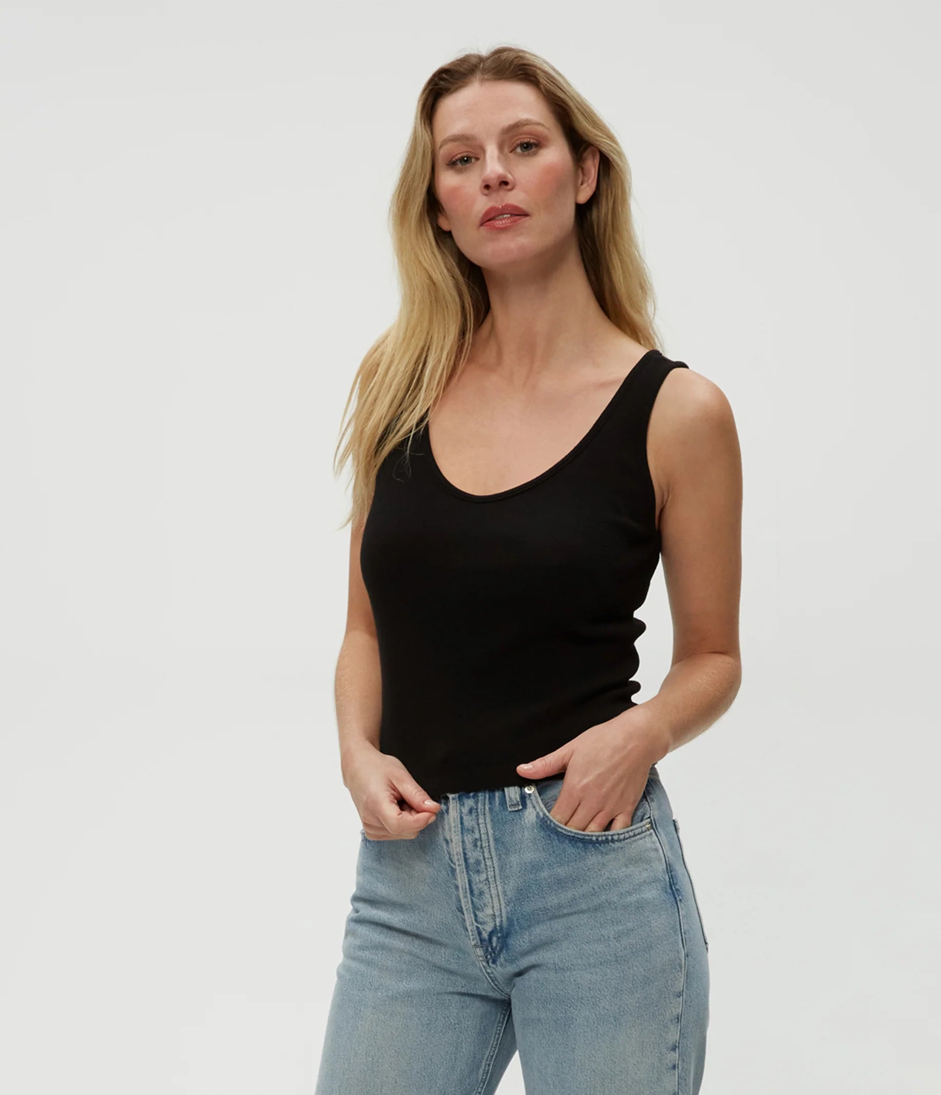 Sloan V Neck Tank - Black by Michael Stars — view 3