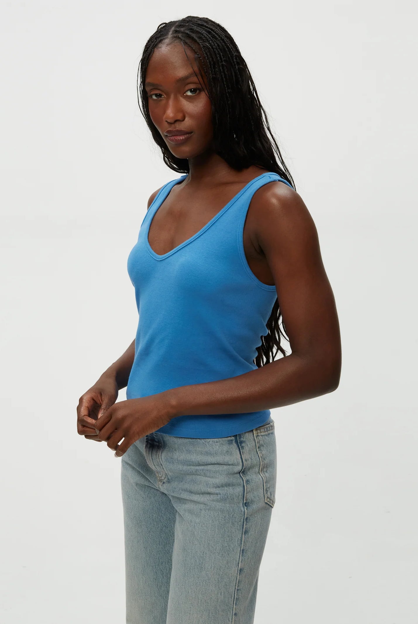Sloan V Neck Tank - Ocean by Michael Stars — alternate view