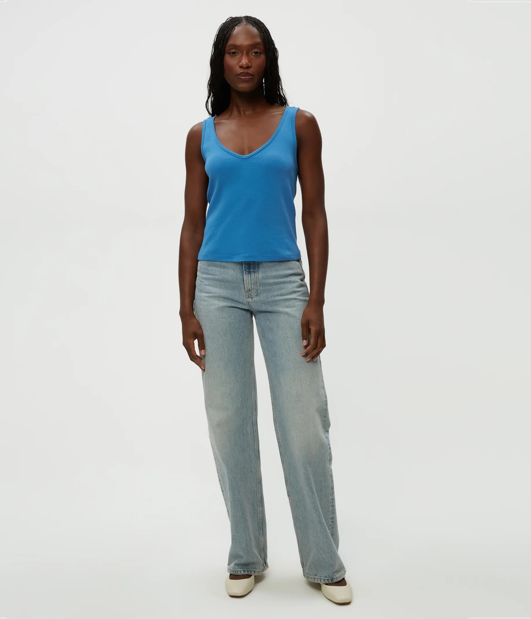 Sloan V Neck Tank - Ocean by Michael Stars — view 3