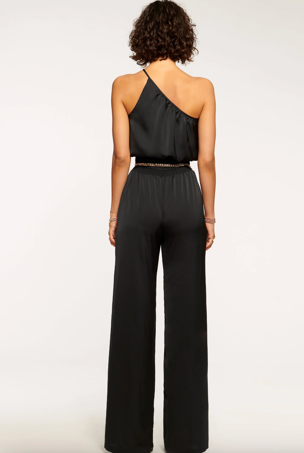 Gionna One Shoulder Jumpsuit- Black by Ramy Brook — view 4