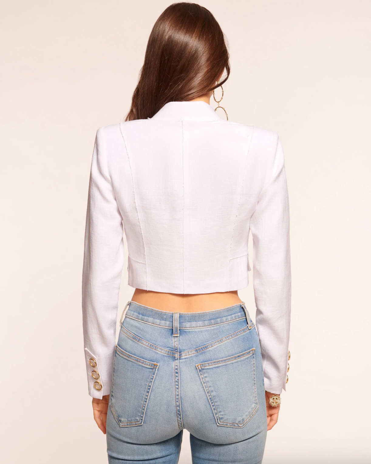 Emmeline Cropped Linen Blazer - White by Ramy Brook — view 5