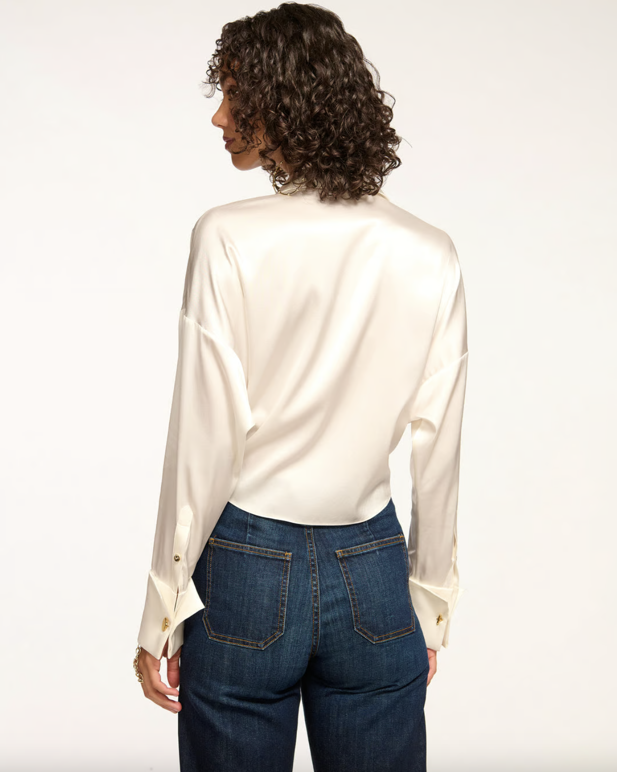 Farrah Silk Tie Front Blouse - Ivory by Ramy Brook — view 3