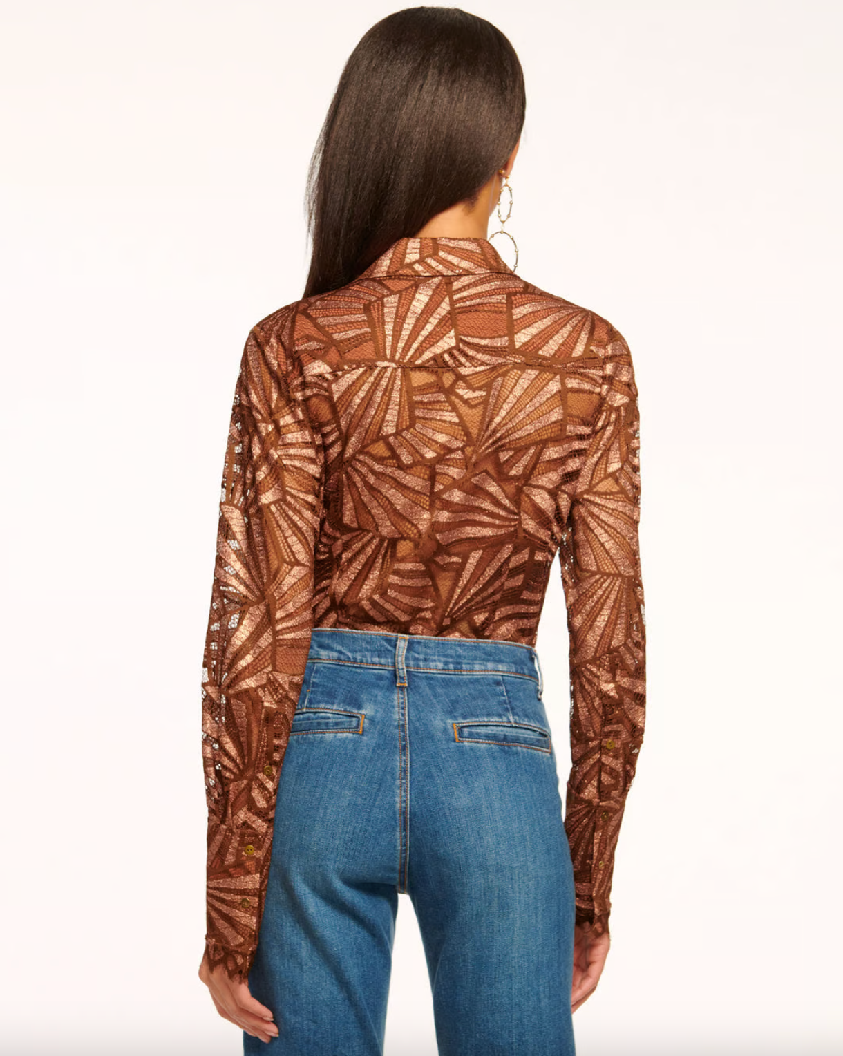 Priscilla Lace Button Down Top - Bronze Lace by Ramy Brook — view 3