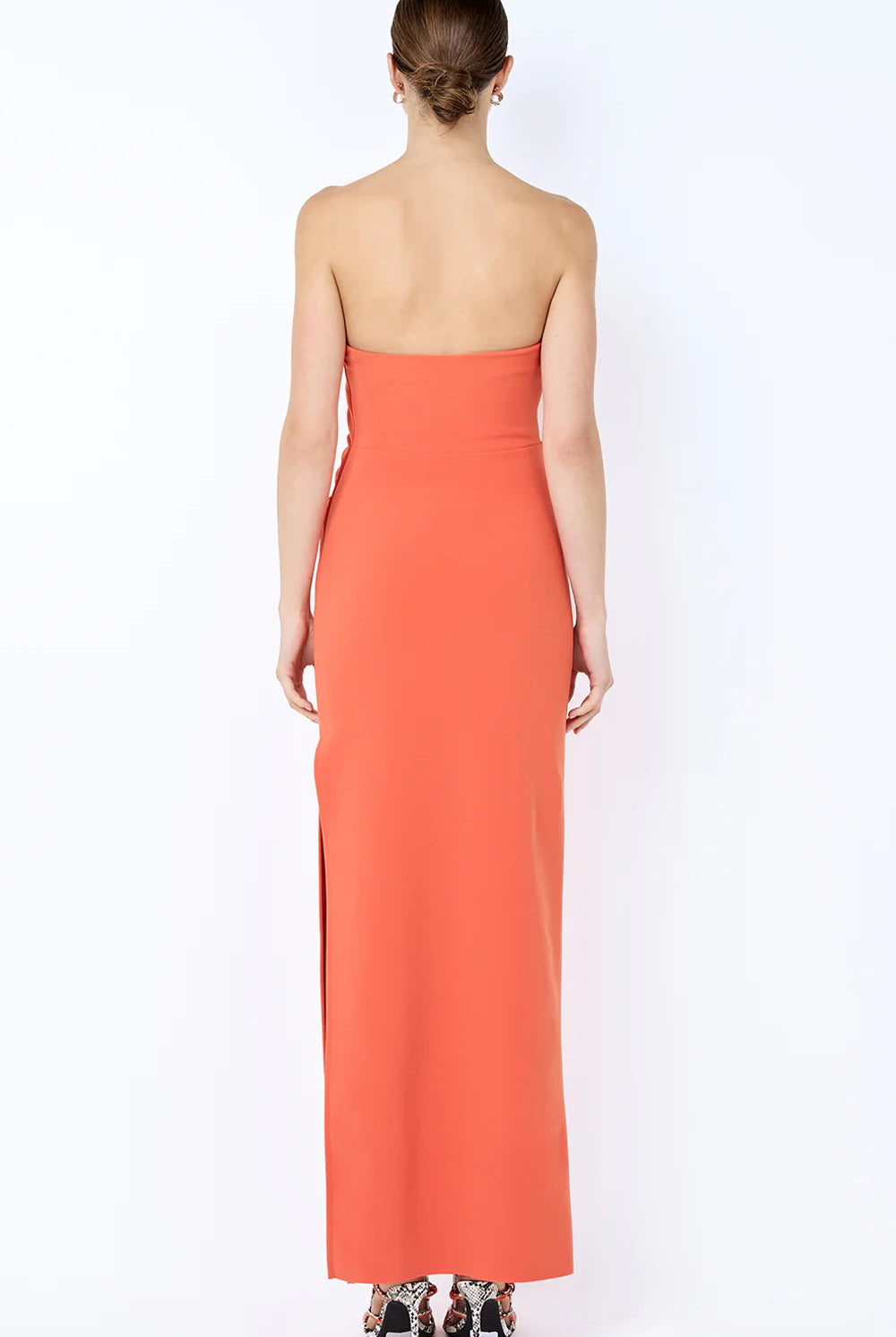 Reina Strapless Maxi Dress - Orange by Bec & Bridge — view 4