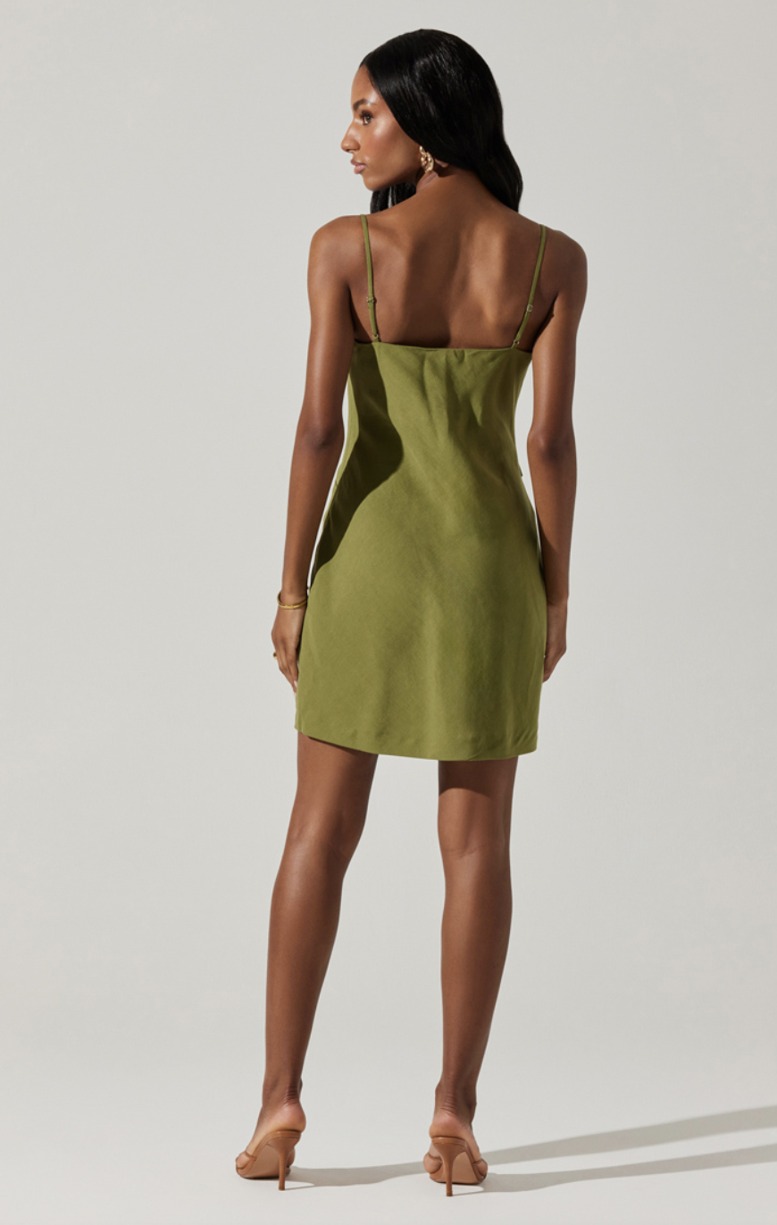 Isadora Draped Minidress - Green by ASTR the Label — view 4