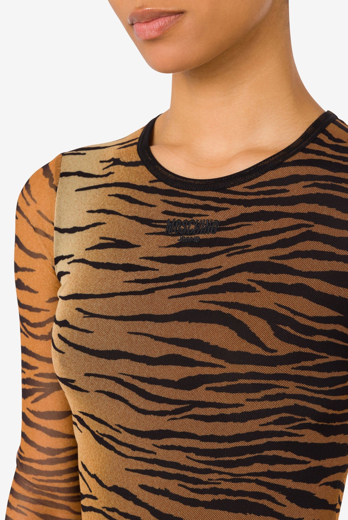 Printed Tulle Dress - Brown by Moschino — view 3