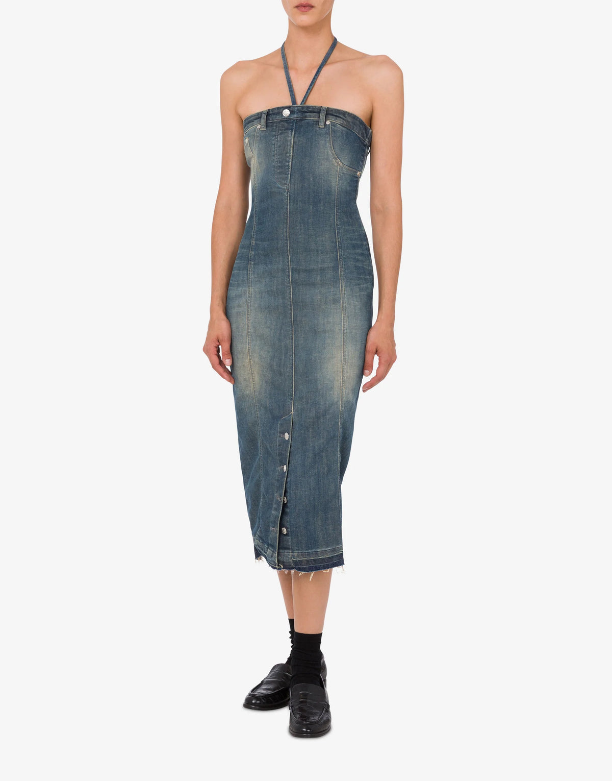 Denim Dress - Dark Denim by Moschino — view 4