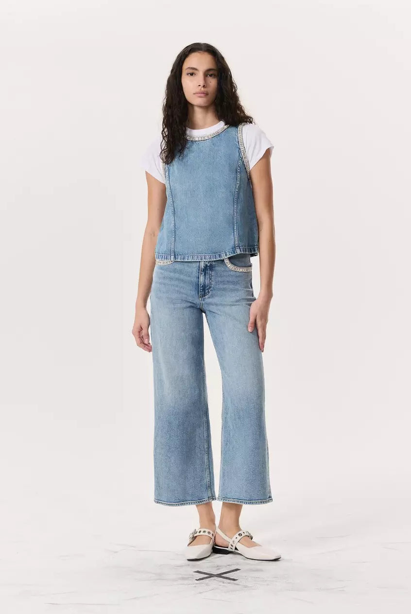 Andi Embellished Ankle-Length Wide-Leg Jeans - Pacific Jewel by Rag & Bone | 25 South Boutiques